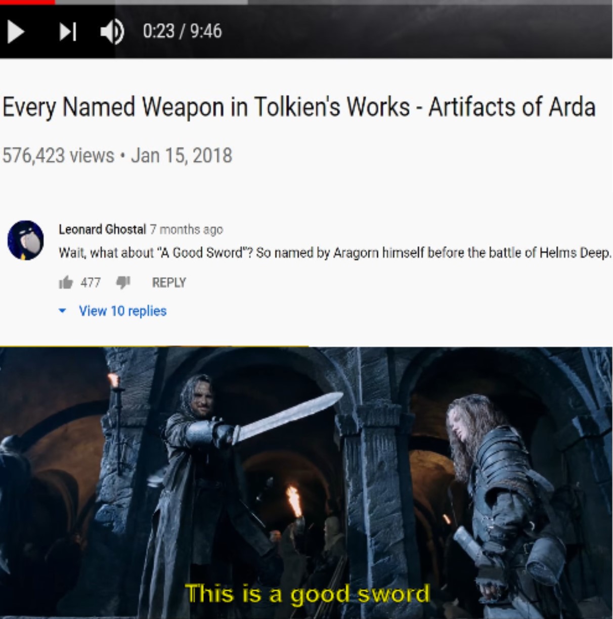A Good Sword r/lotrmemes