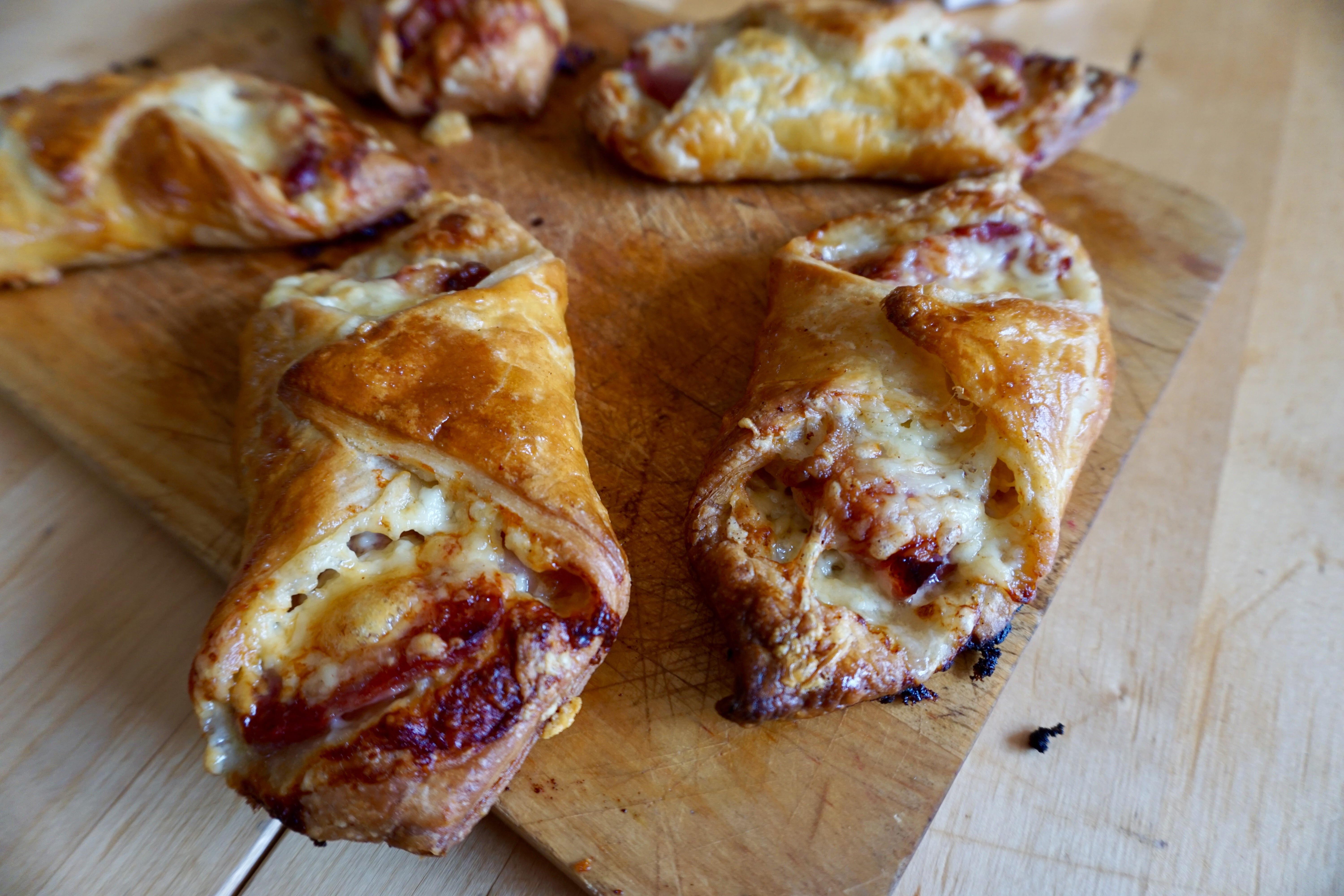 [Homemade] Hand made puff pastry bacon and cheese turnovers r/food