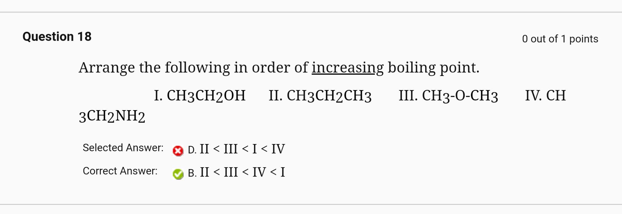 Could soneone please tell me why CH3CH2OH has a higher boiling point