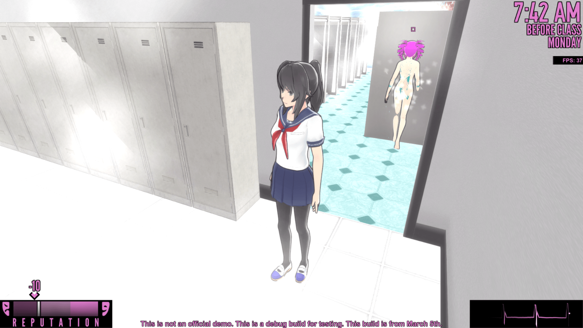 BUG when a girl is splashed with liquid, she will get stuck in the