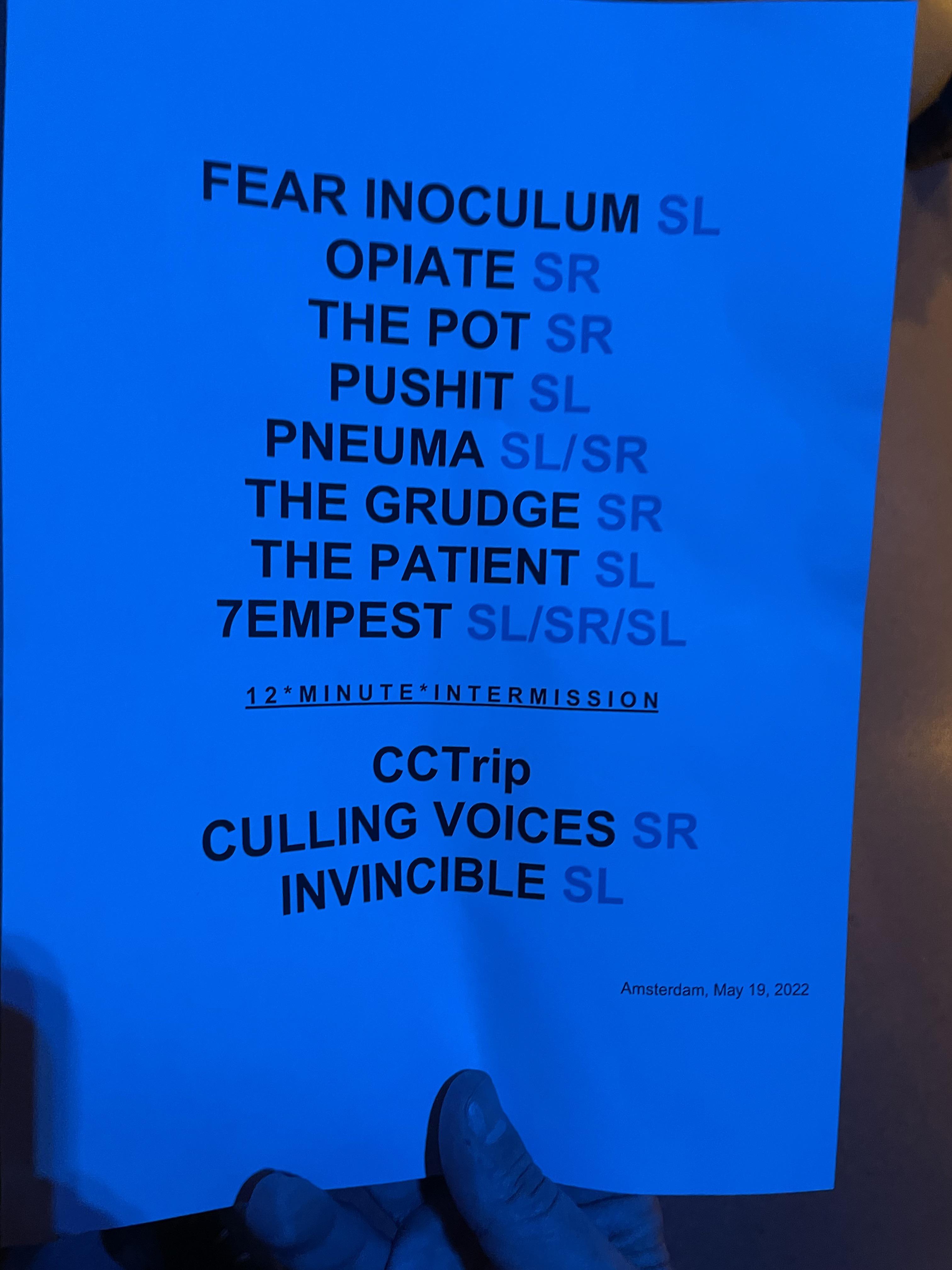 Setlist Amsterdam r/ToolBand