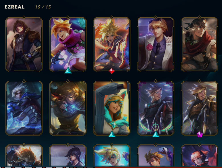 I finally have all 15 ezreal skins, after the addition of getting 2200