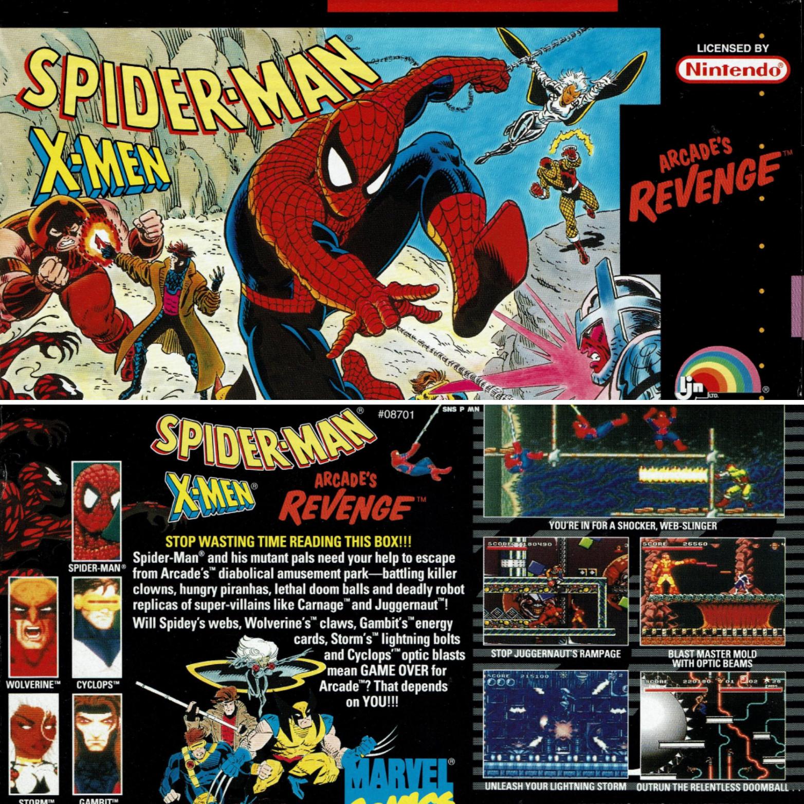 Great game "SpiderMan and XMen in Arcade's Revenge" for SNES r/Marvel