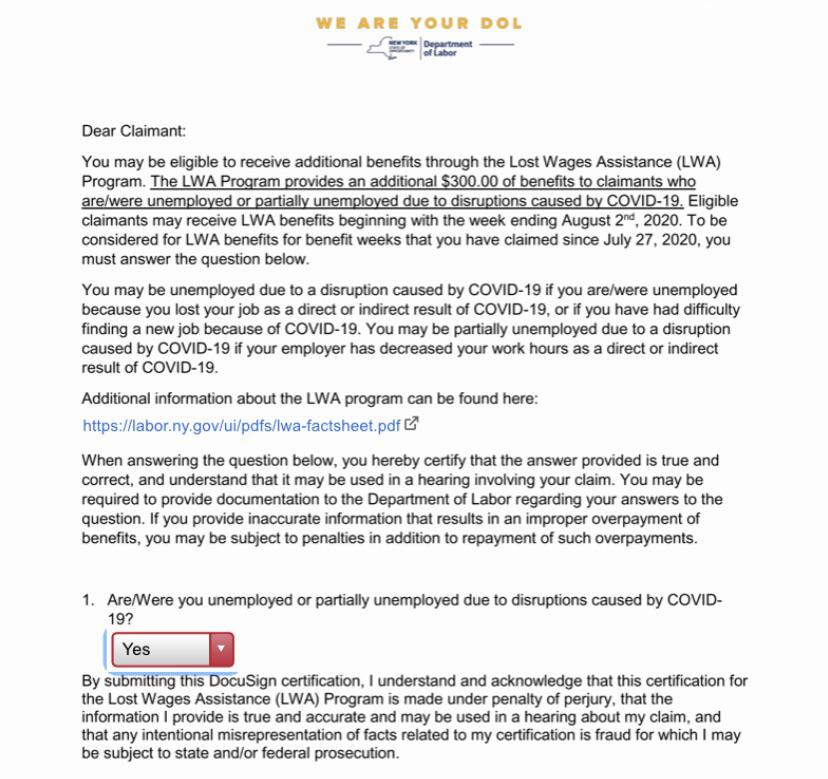 [New York] This is what the certification email looks like. Also unable