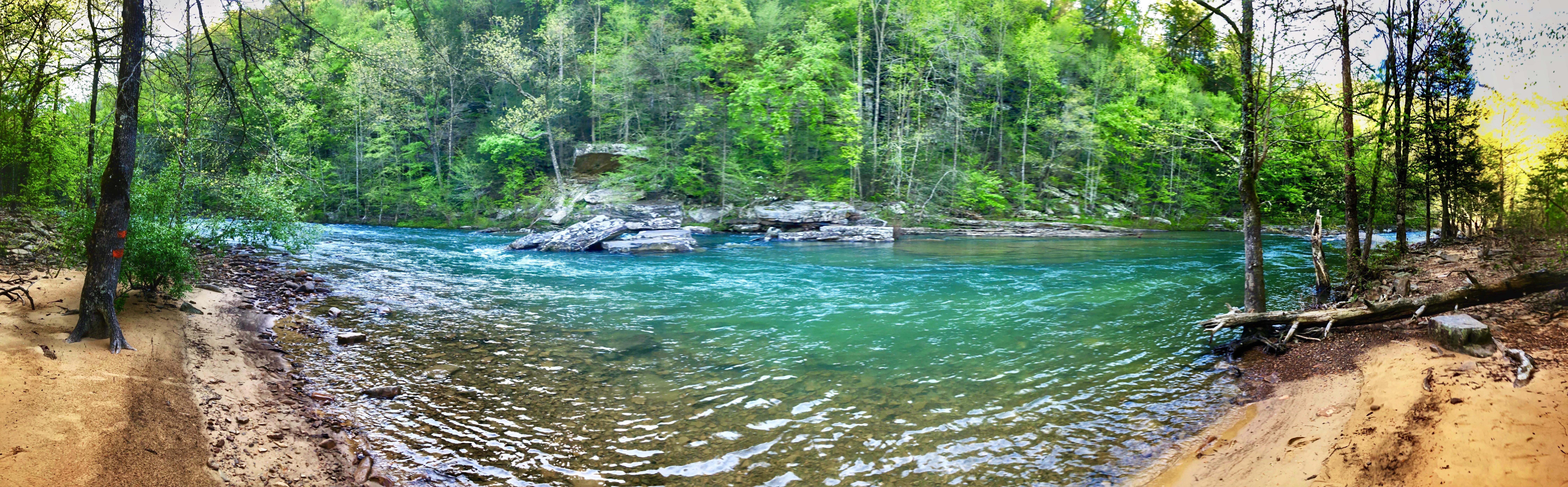 Sunrise on the Piney River, East Tennessee. [8971x2787] [OC] r/EarthPorn