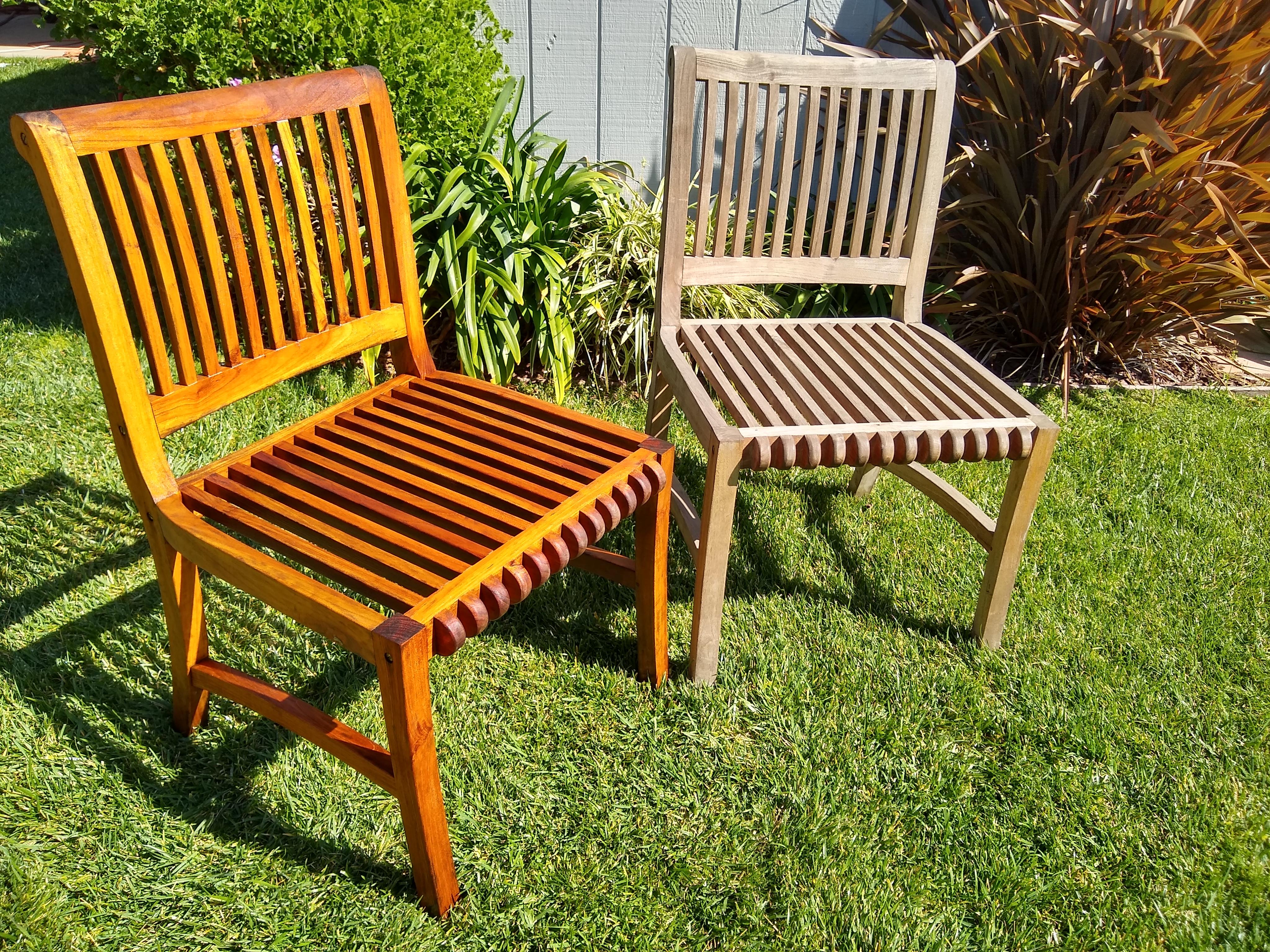 My wife wanted to paint our teak patio furniture r/powerwashingporn