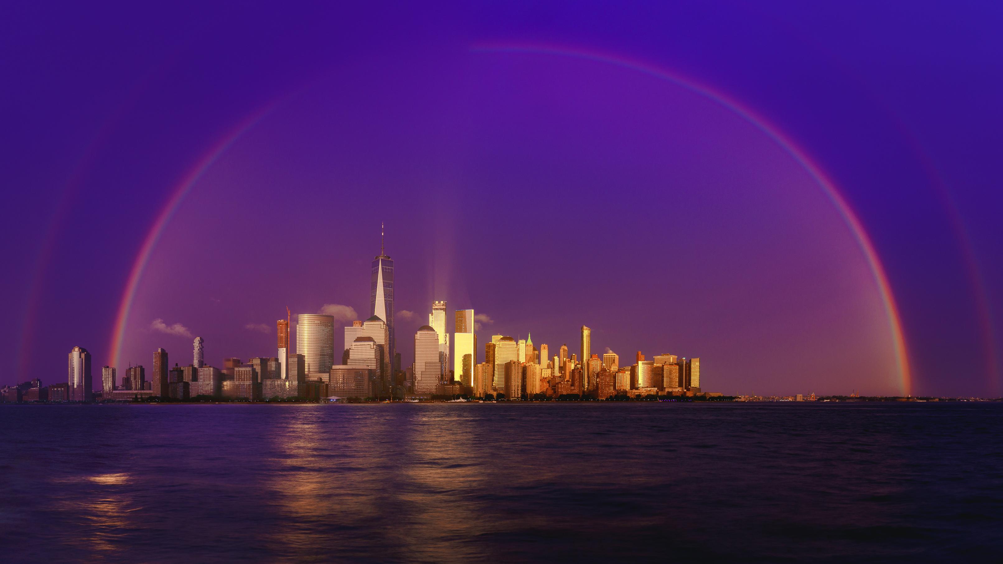 Double rainbow over Lower Manhattan last night r/nyc