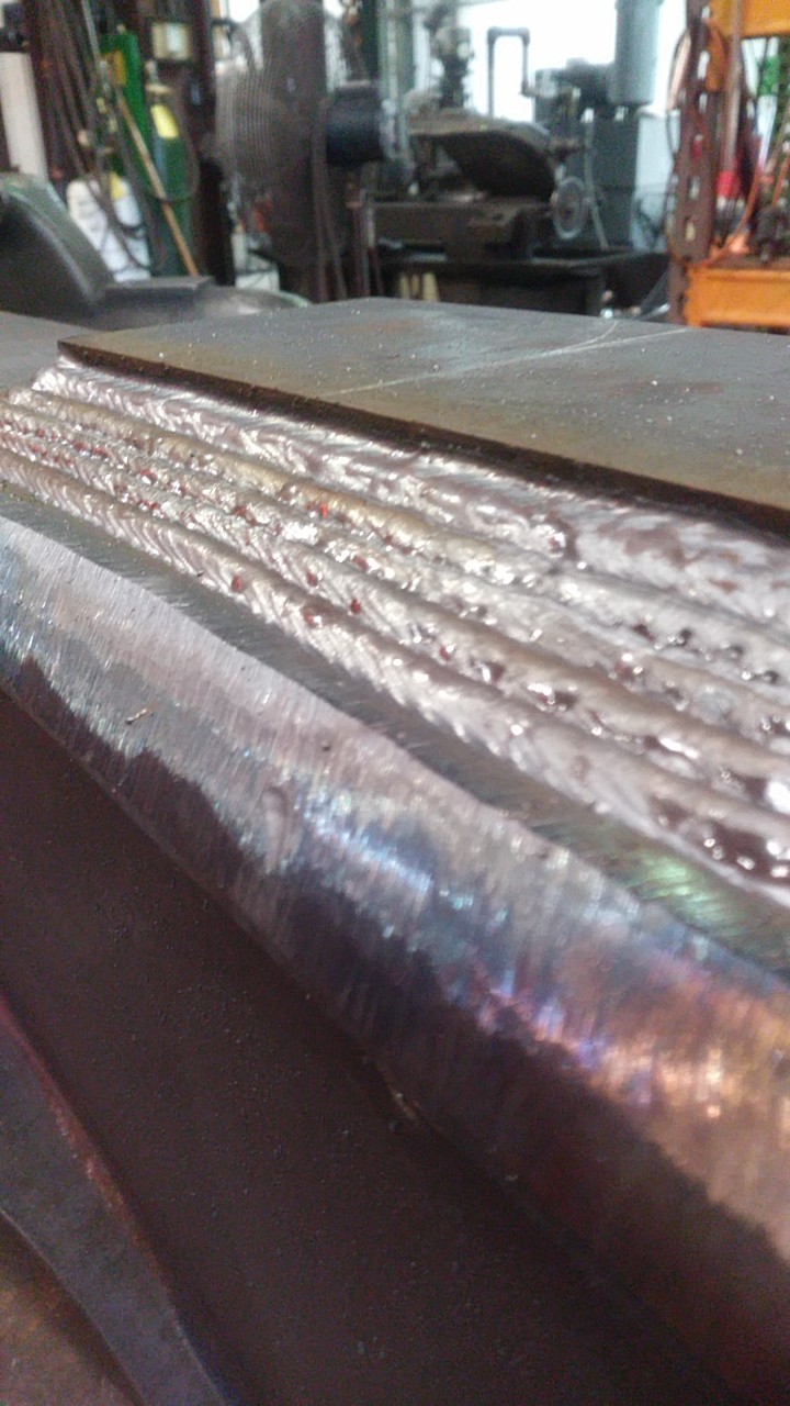 7/8" weld on a gusset. When stacking welds always clean your