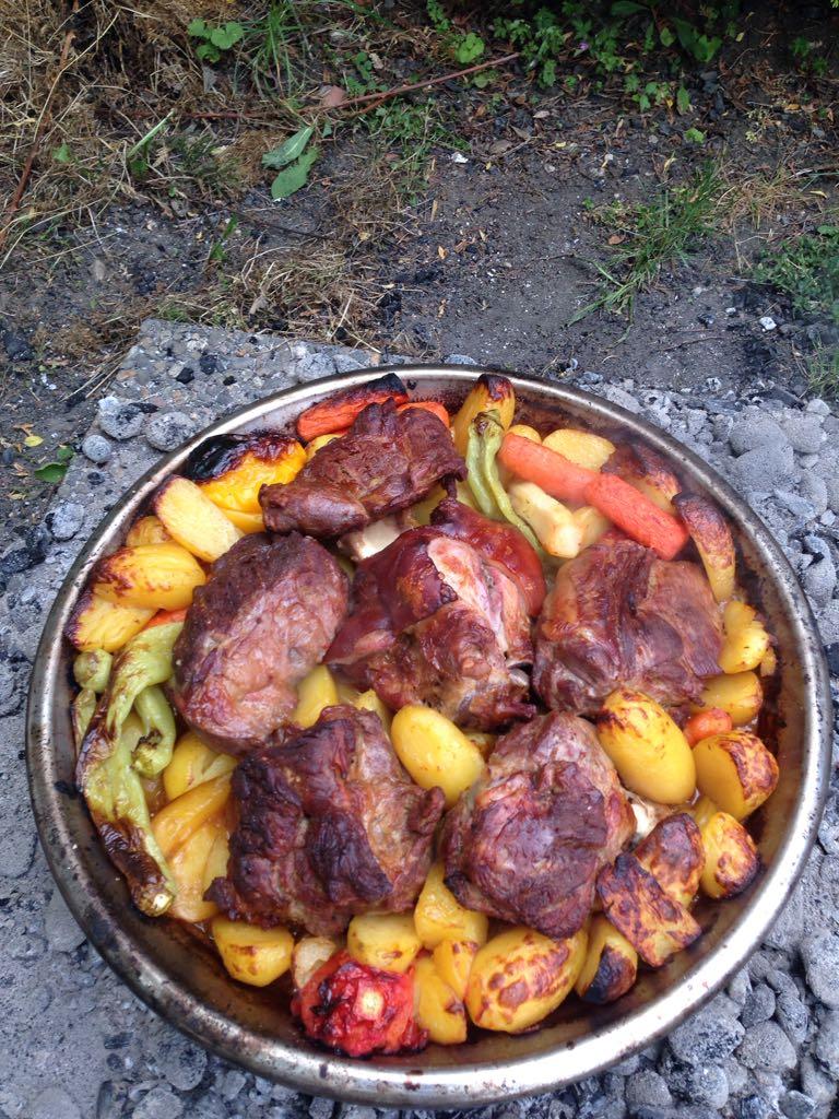 Meat, potatoes and other veggies prepared traditionally on open fire [homemade] r/food