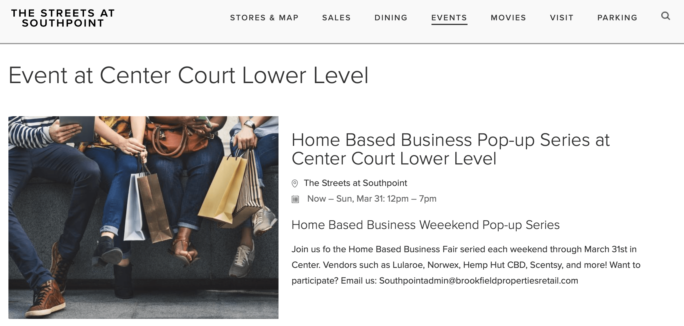 &quot,Home Based Business&quot,... Southpoint, biggest NC mall, I expected better