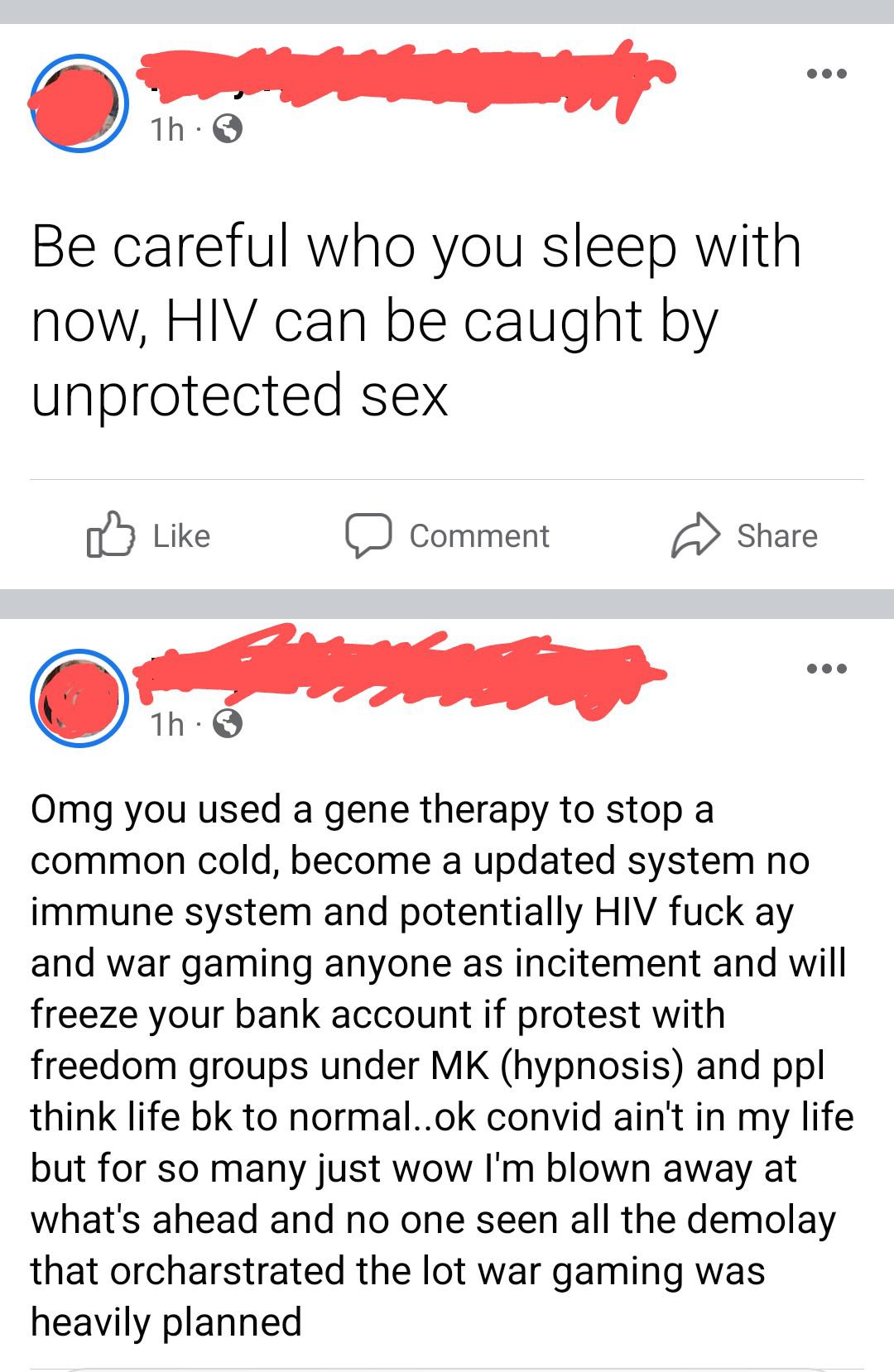Watch out! You can catch HIV from unprotected sex! r/insanepeoplefacebook