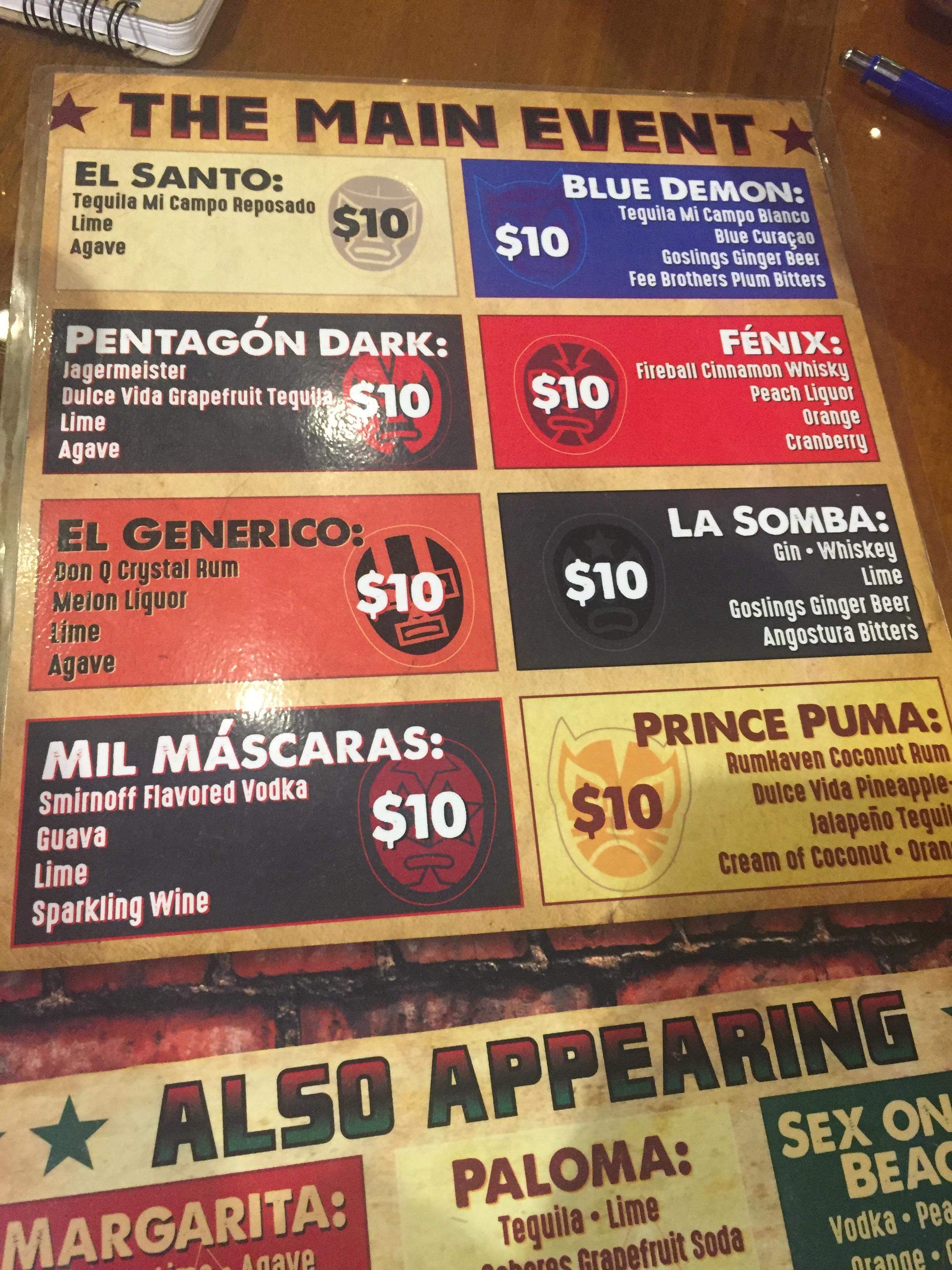 The drink menu at a bar near me r/SquaredCircle