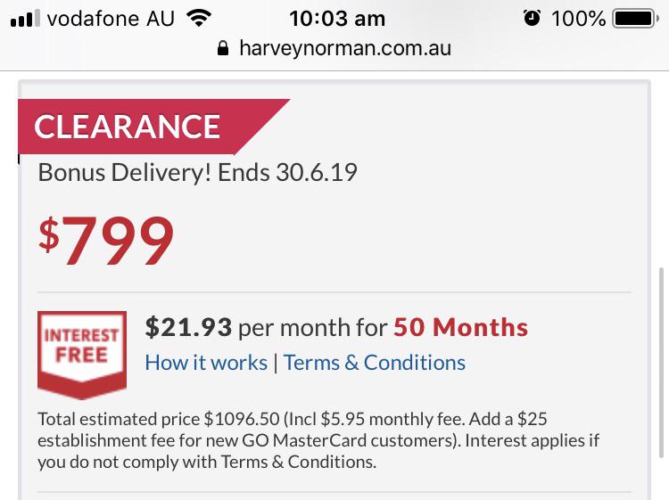 Harvey Norman advertise interest free but still charge 37 on the value