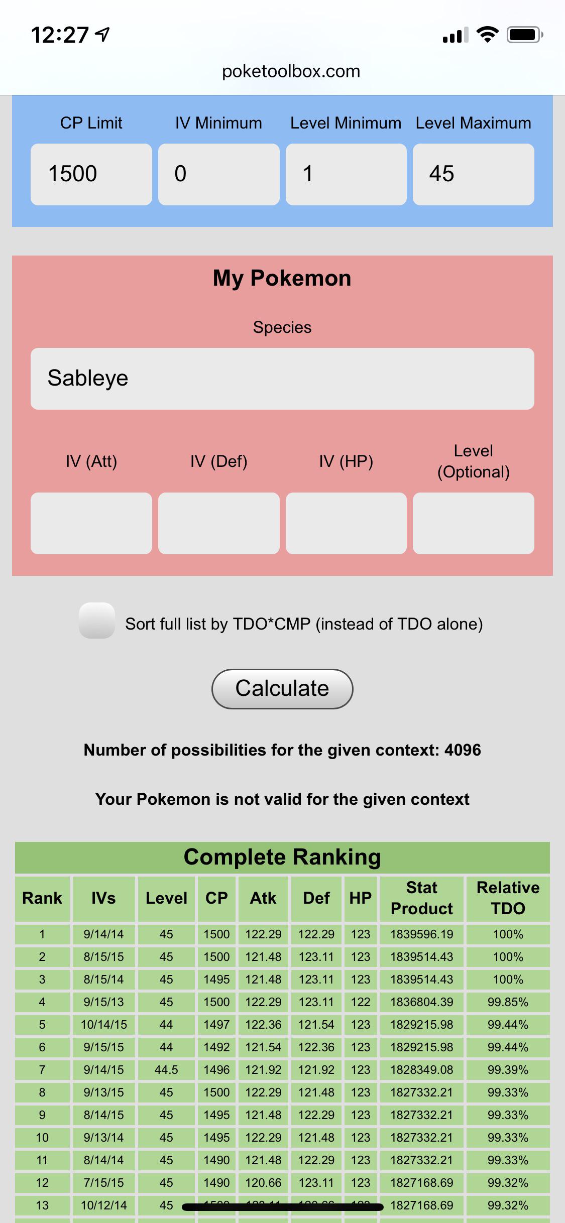 I added IV rankings and verbose data for up to level 45, per the new