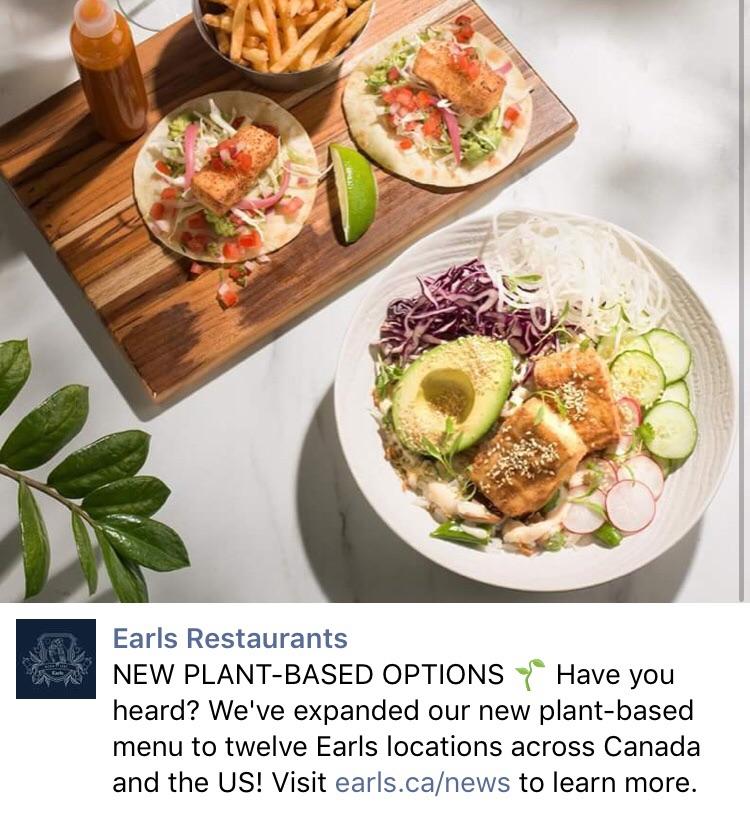 New plant based menu at Earls! r/vegan