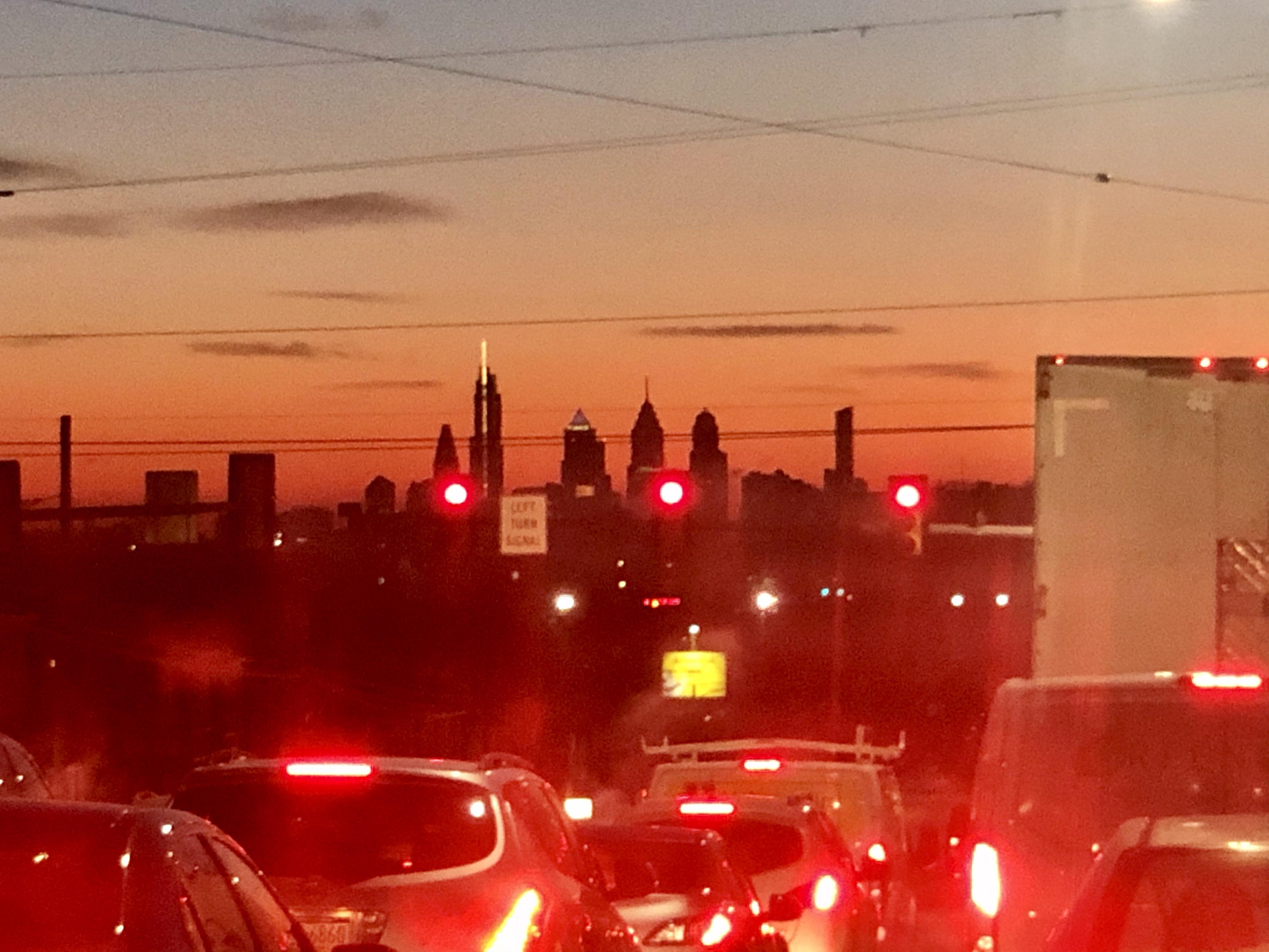 AM rush skyline from West Chester pike r/philadelphia