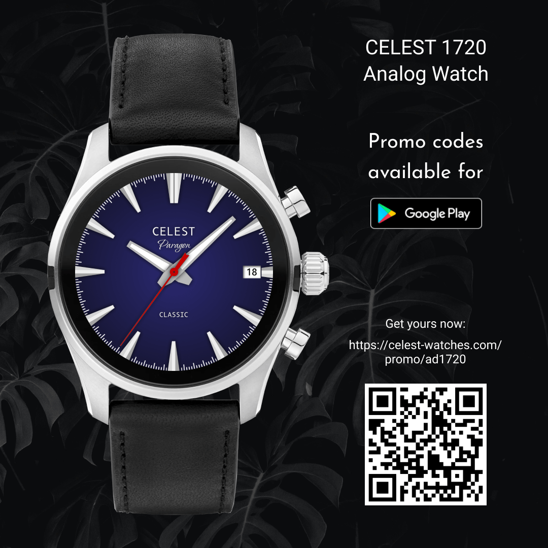 100 FREE promotion codes for the CELEST 1720 Analog Watch on the Google