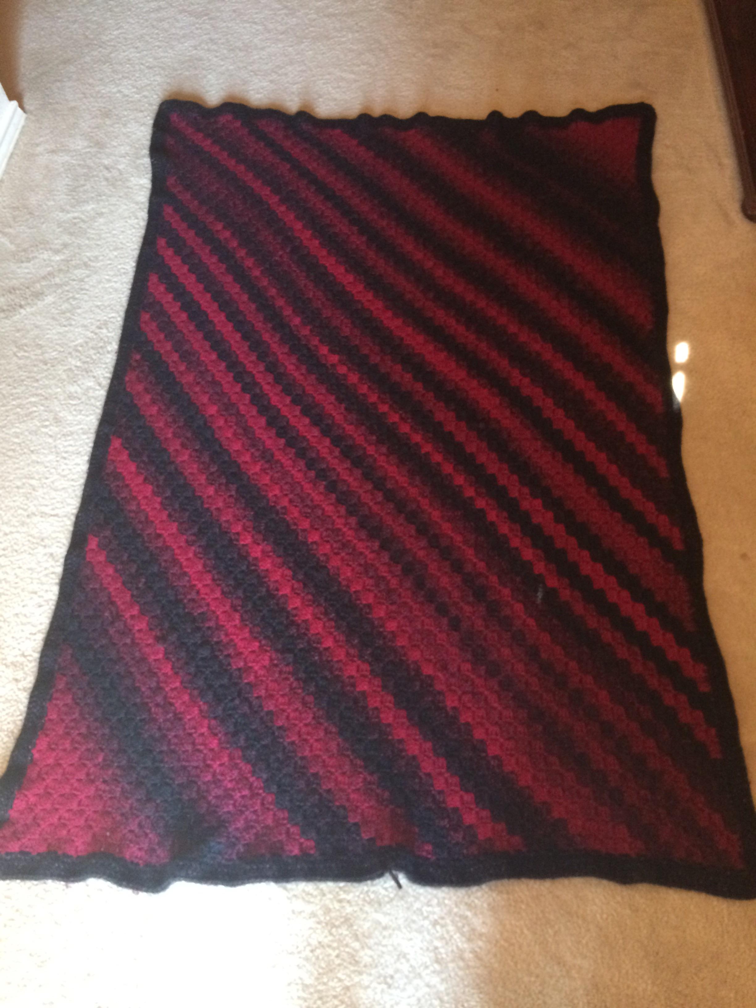 Finished my first C2C blanket with this awesome fading yarn! r/crochet