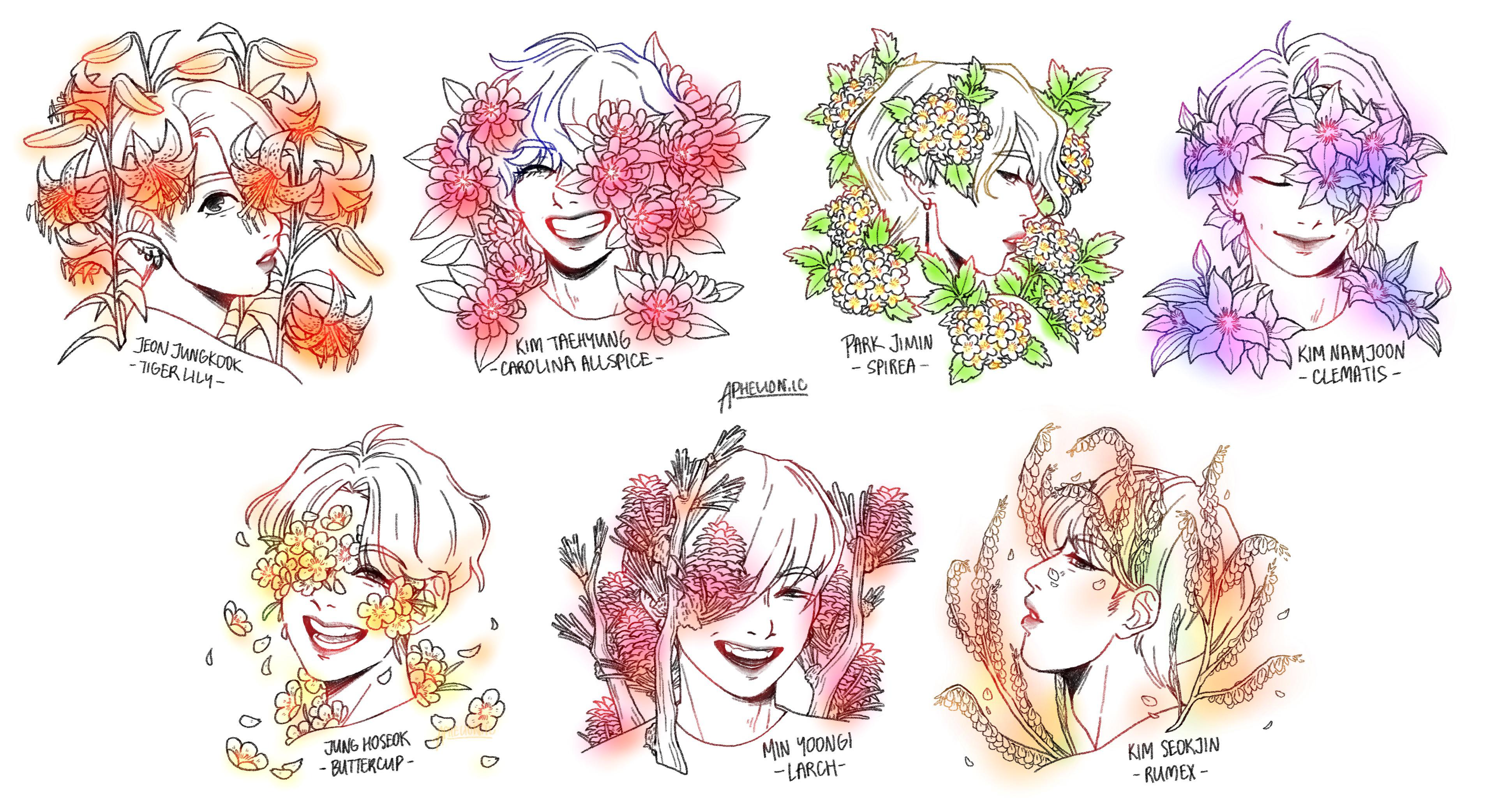 bts and their birth flowers for festa 2020 r/heungtan