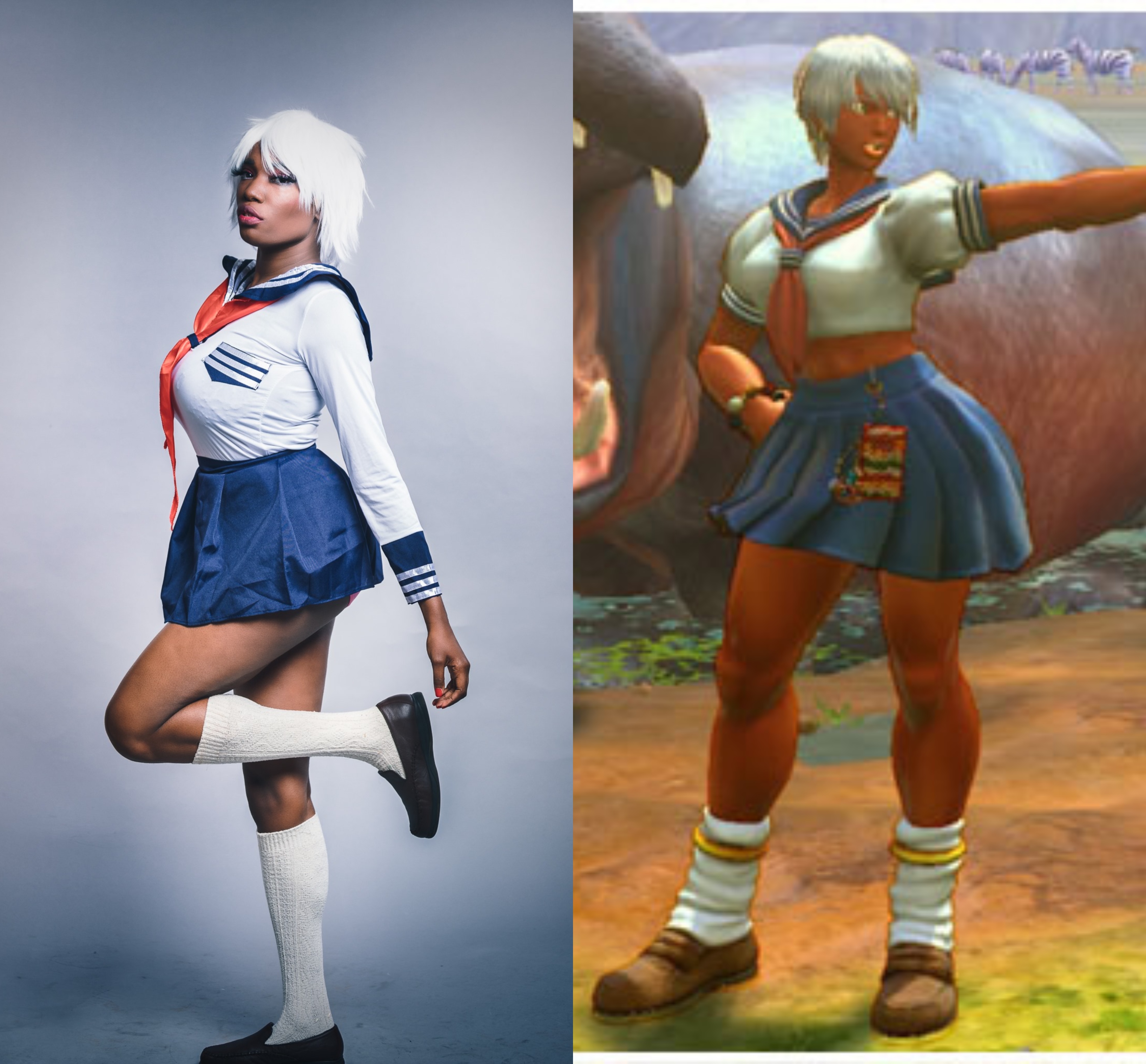 [Self] Elena Street Fighter Cosplay (school girl uniform) r