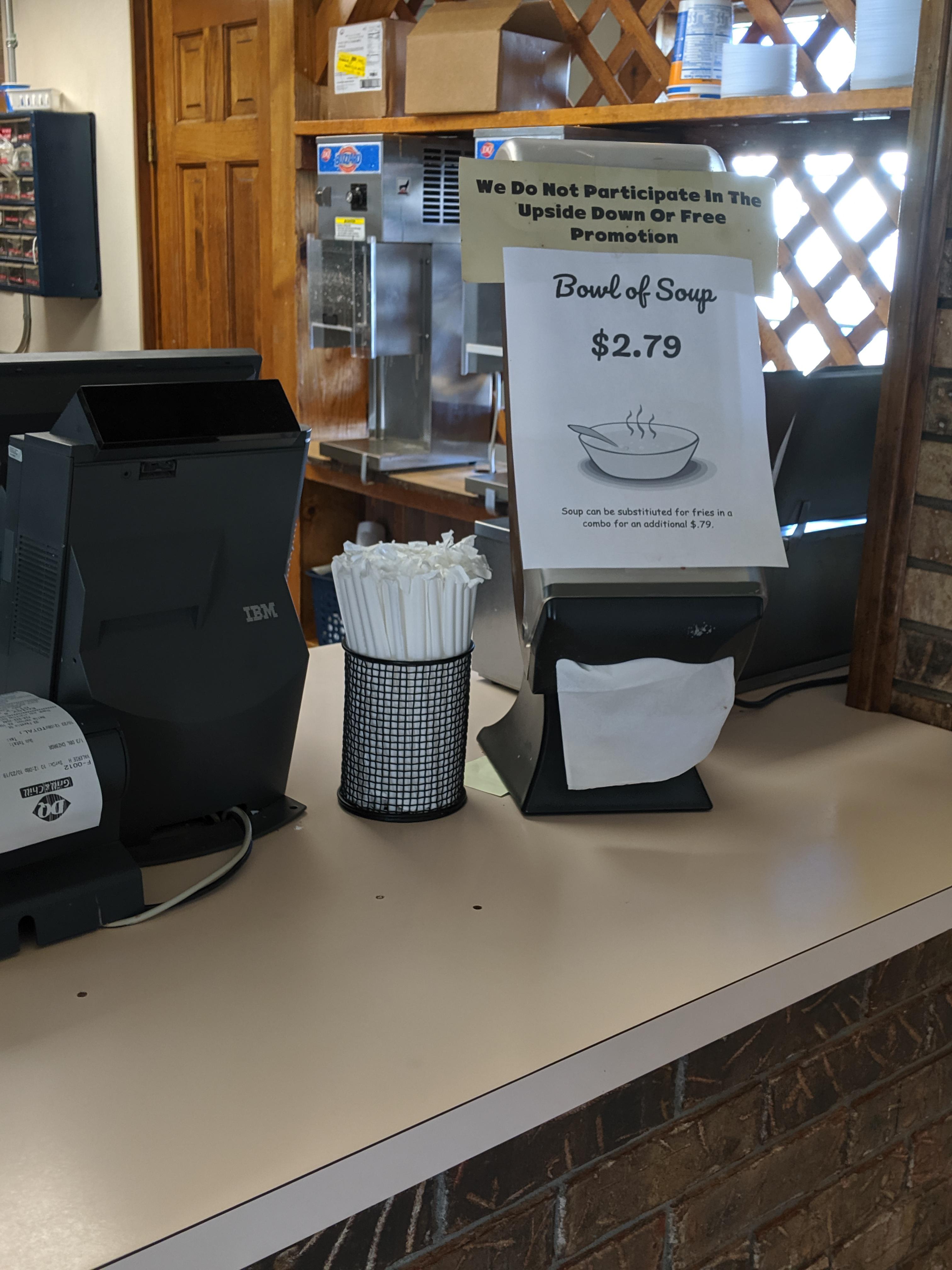 This Dairy Queen doesn't participate in the Upsidedown Blizzard