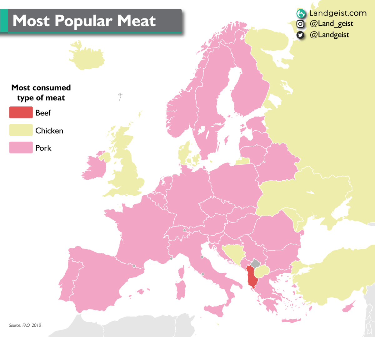 Most popular type of meat in Europe r/MapPorn