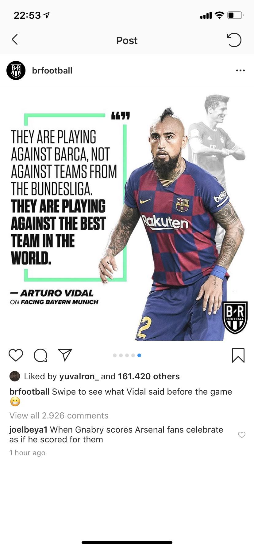 A Barcelona player posted this on their story before losing to Bayern
