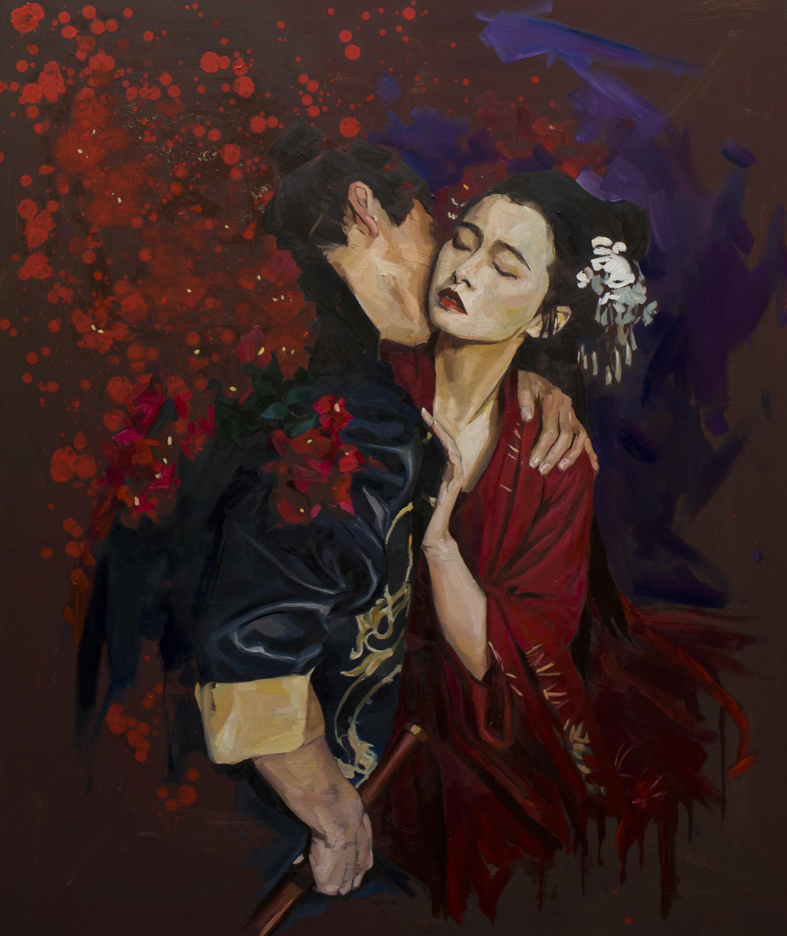 "Kiss" oil on canvas 120x100cm r/Art