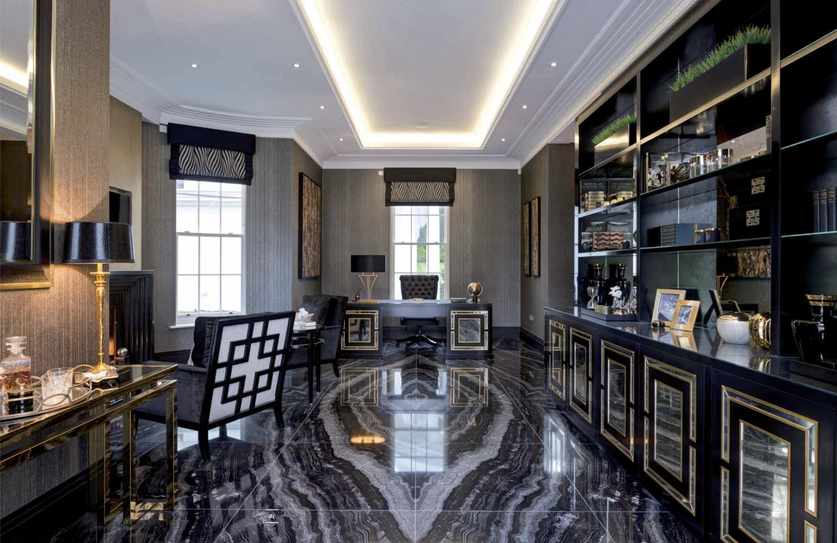 Black Granite floor office in Surrey mansion England [2727 × 1770] r