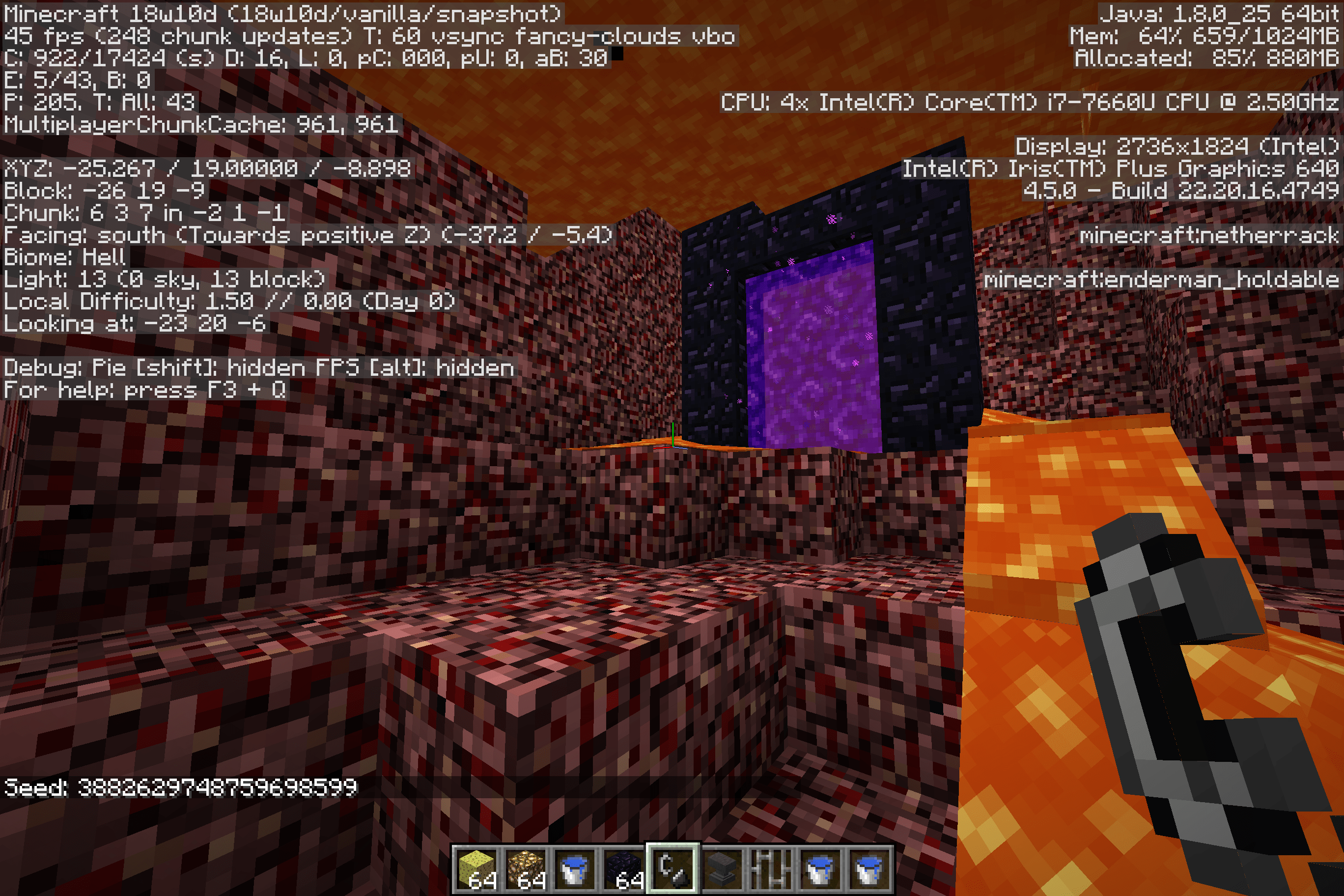lolwut? Air pocket under lava sea in the nether. 18w10d Minecraft