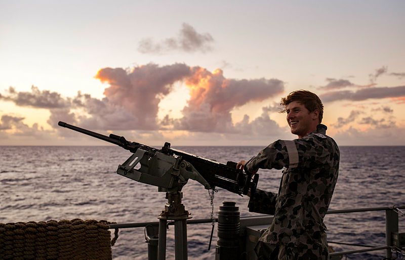 2018. RAN sailor Able Seaman Boatswains Mate Brody Baeumler conducts