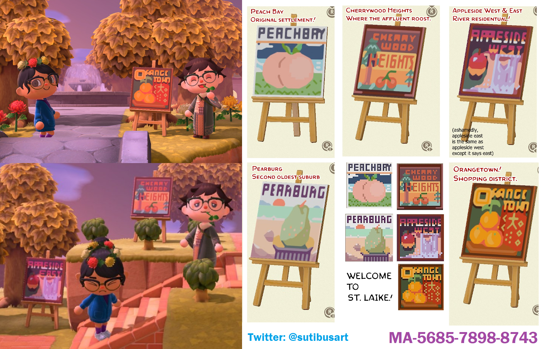 My talented boyfriend designed these retro 'fruit suburb' signs for our