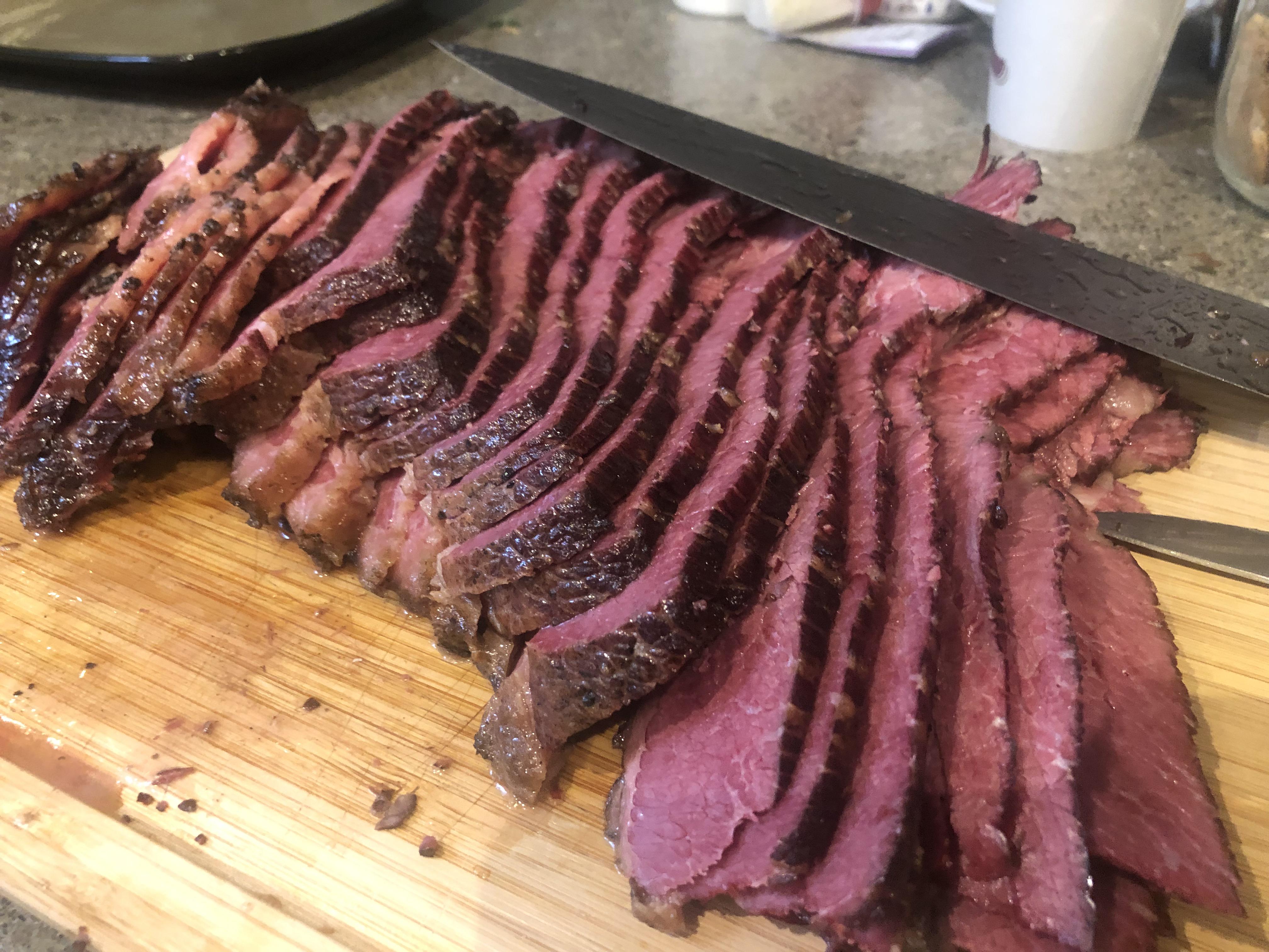 Homemade Pastrami cured, smoked, steamed r/smoking