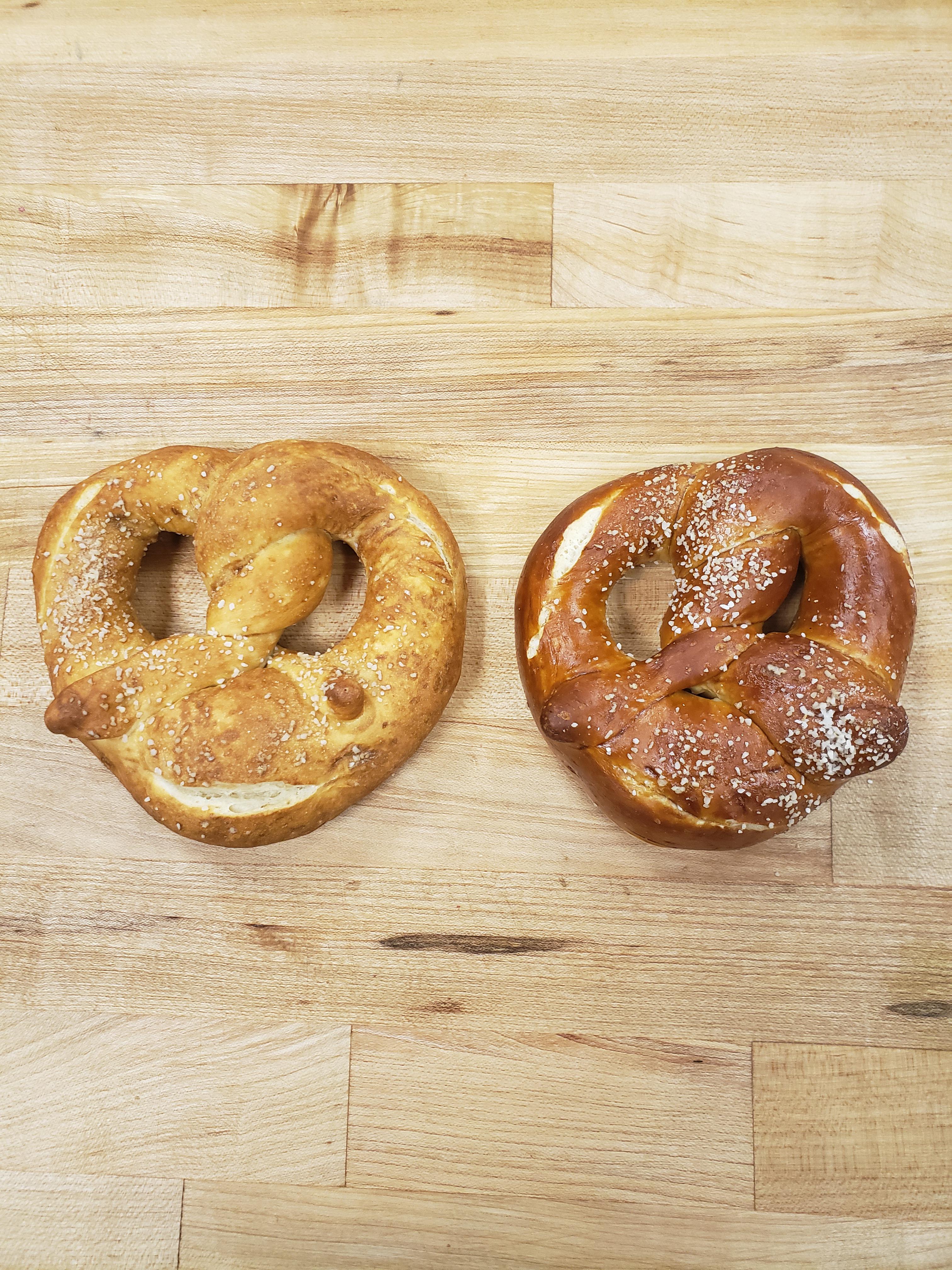 One of my favorite comparisons pretzel dipped in baking soda solution