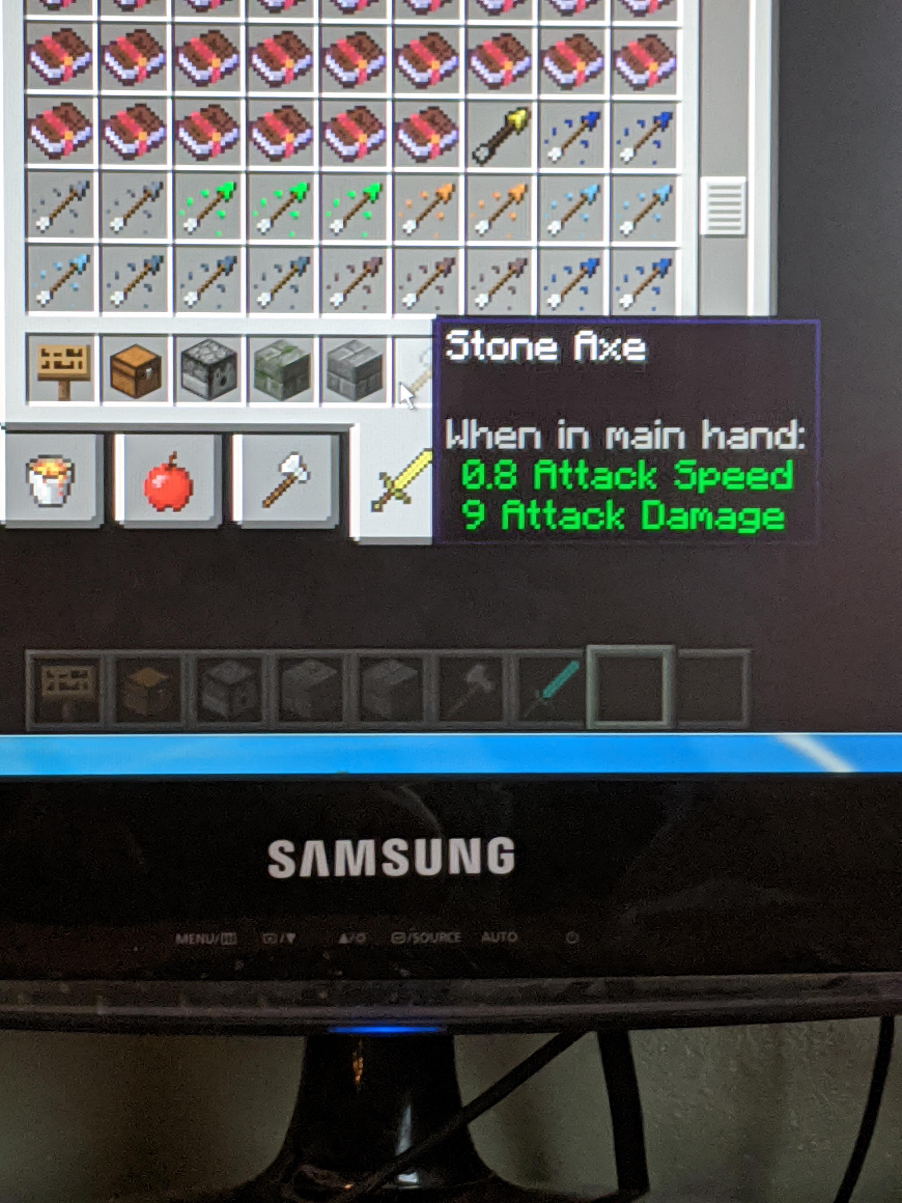 Today I learned that stone axes are better than diamond swords (7