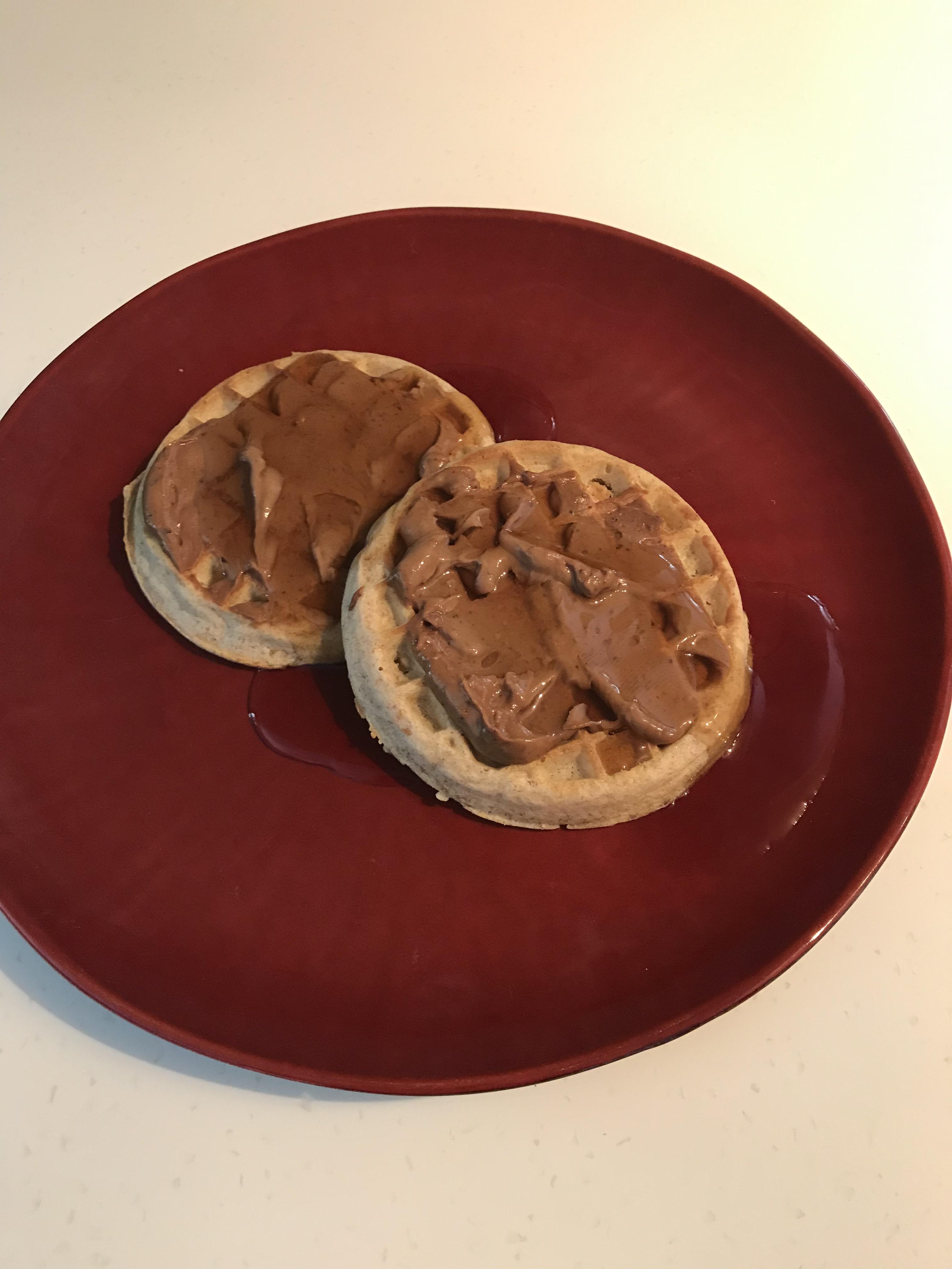 Thanks to PB2 I can still enjoy peanut butter waffles! 240 calories for