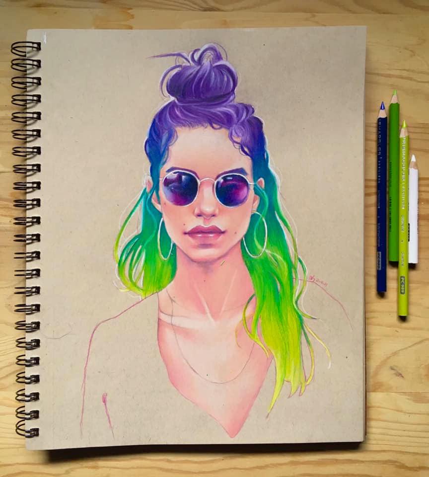 Summer, Prismacolor pencils on Strathmore toned tan paper, 9x12" r