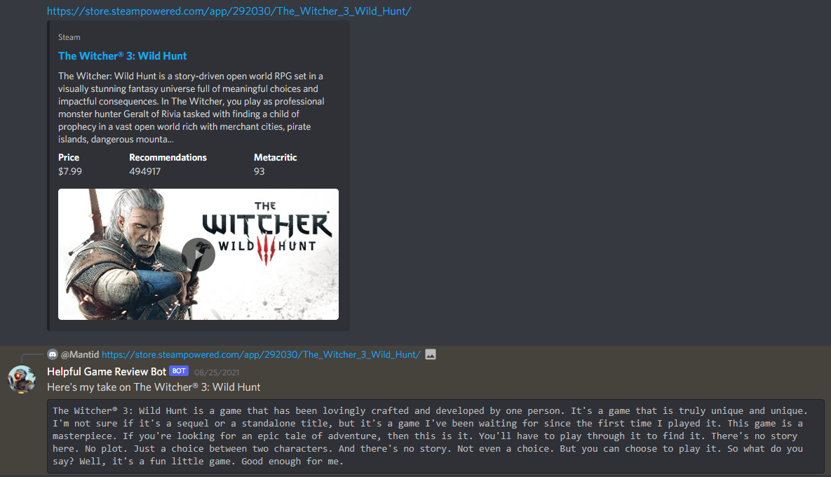I made a Discord bot that replies to Steam game links with a bogus game
