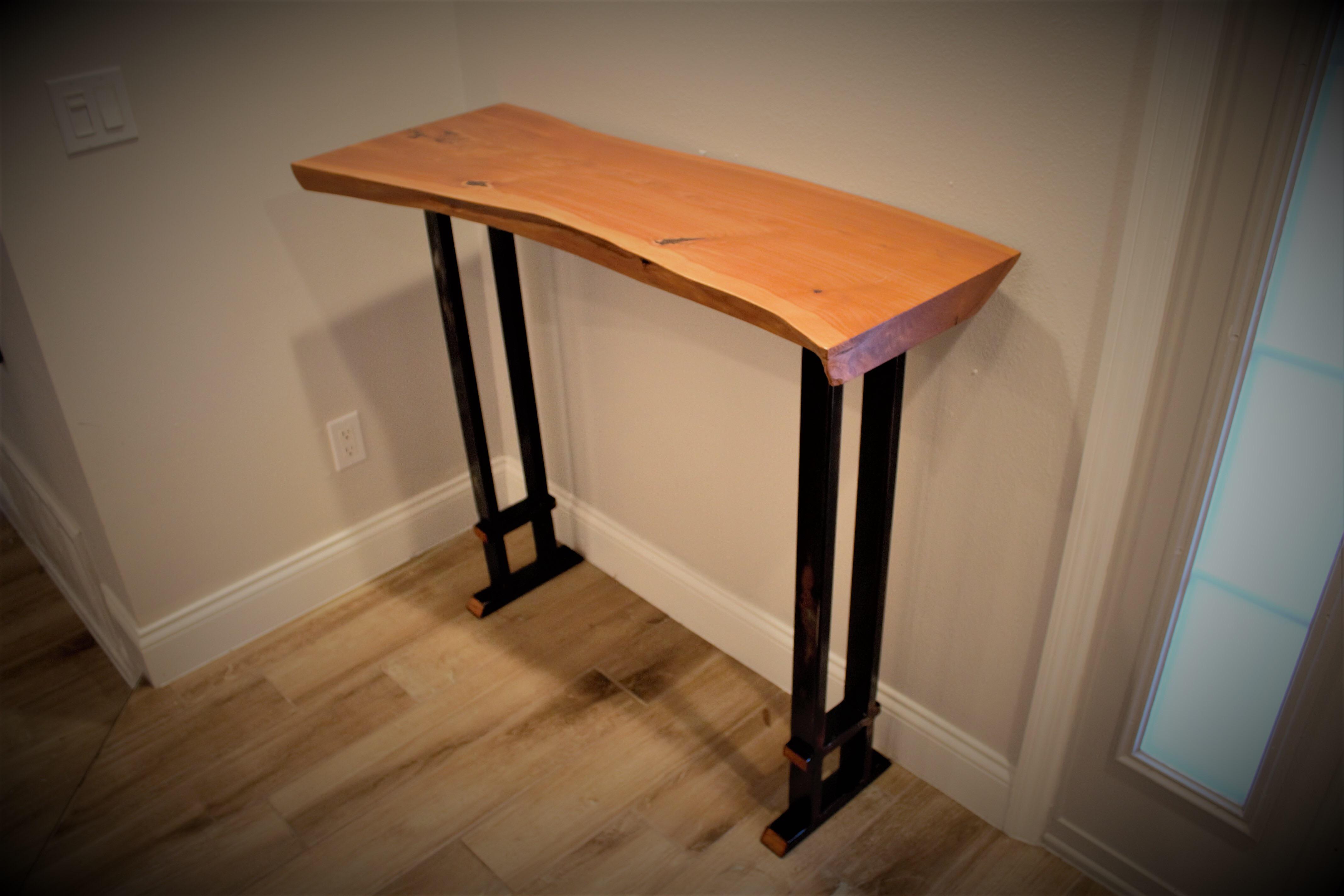 First live edge table! Resin filled Red Cedar top and steel legs with