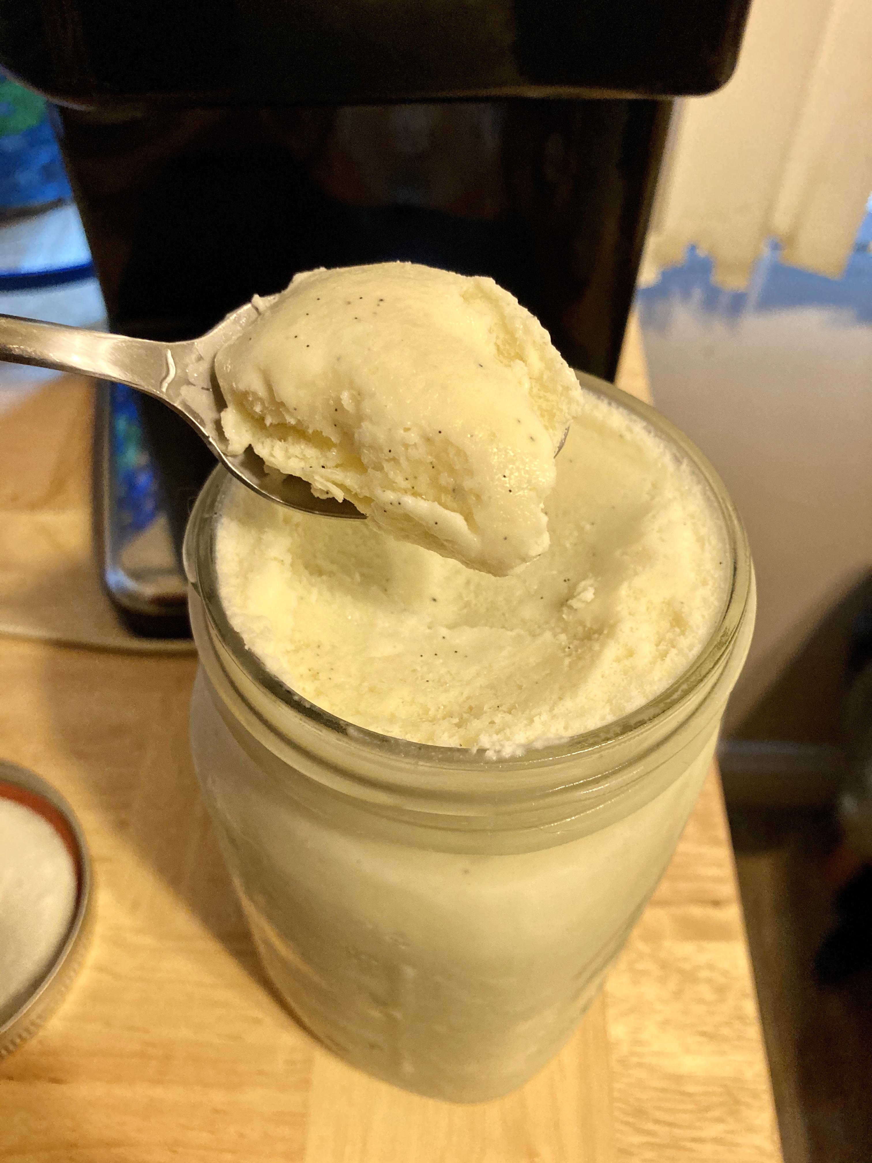 I made some fresh vanilla bean Highce Cream. 65mg per 4oz scoop