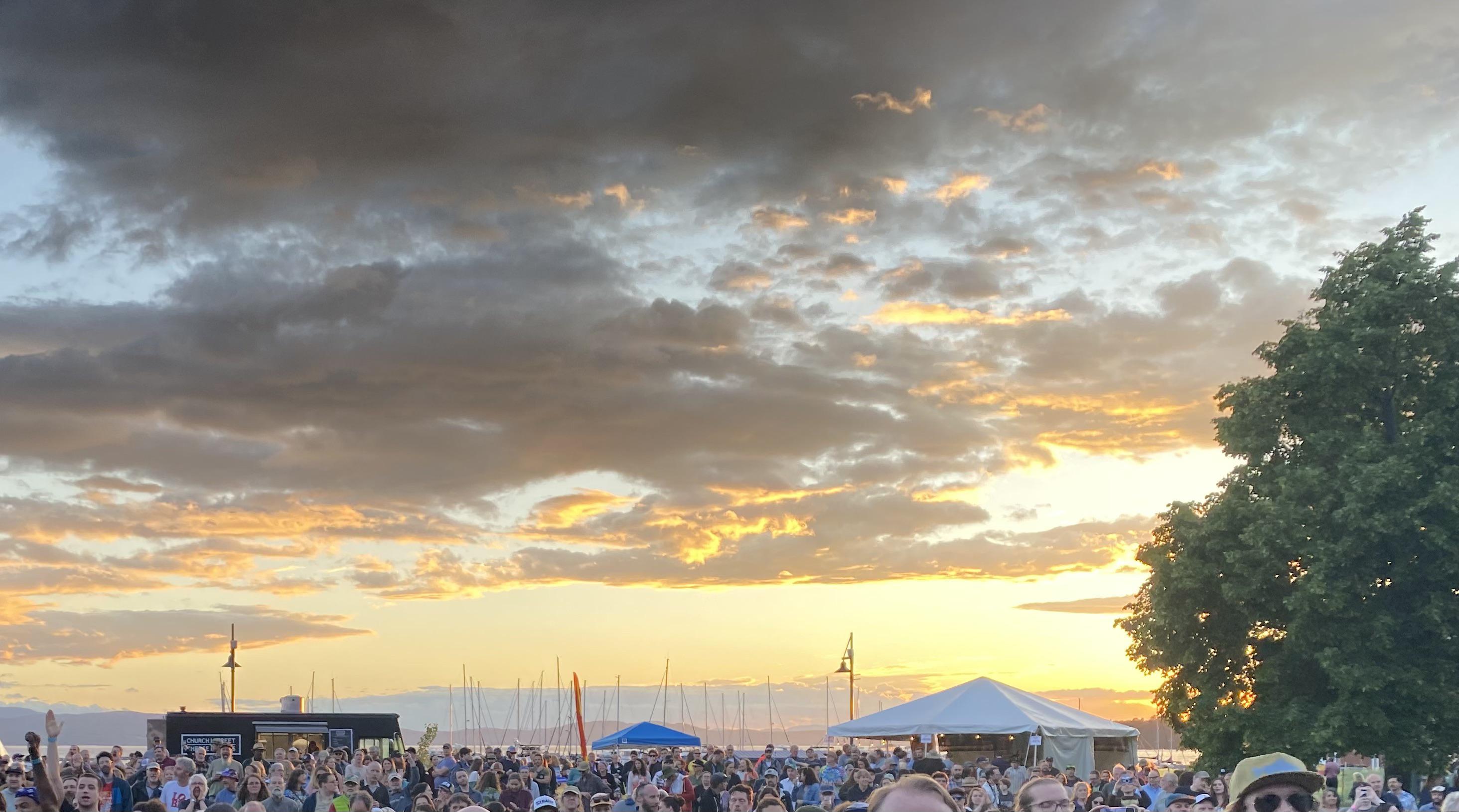 This was what the sky looked like at the Waterfront tonight when
