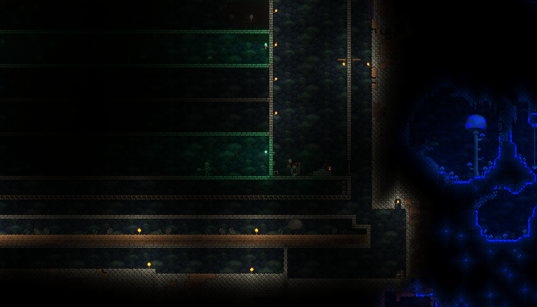 A cobweb farm that I made, details in comments Terraria