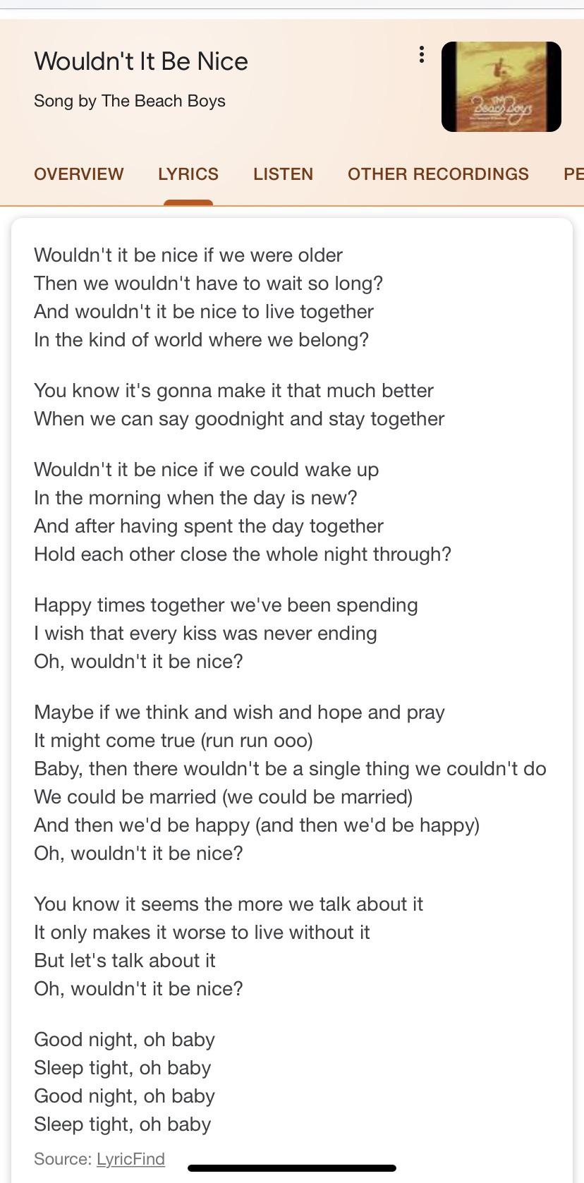 I was actually paying attention to the lyrics to this song and thought