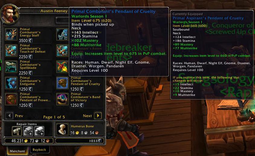 I miss Gear vendors for PvP, it was so great seeing all the Honor and