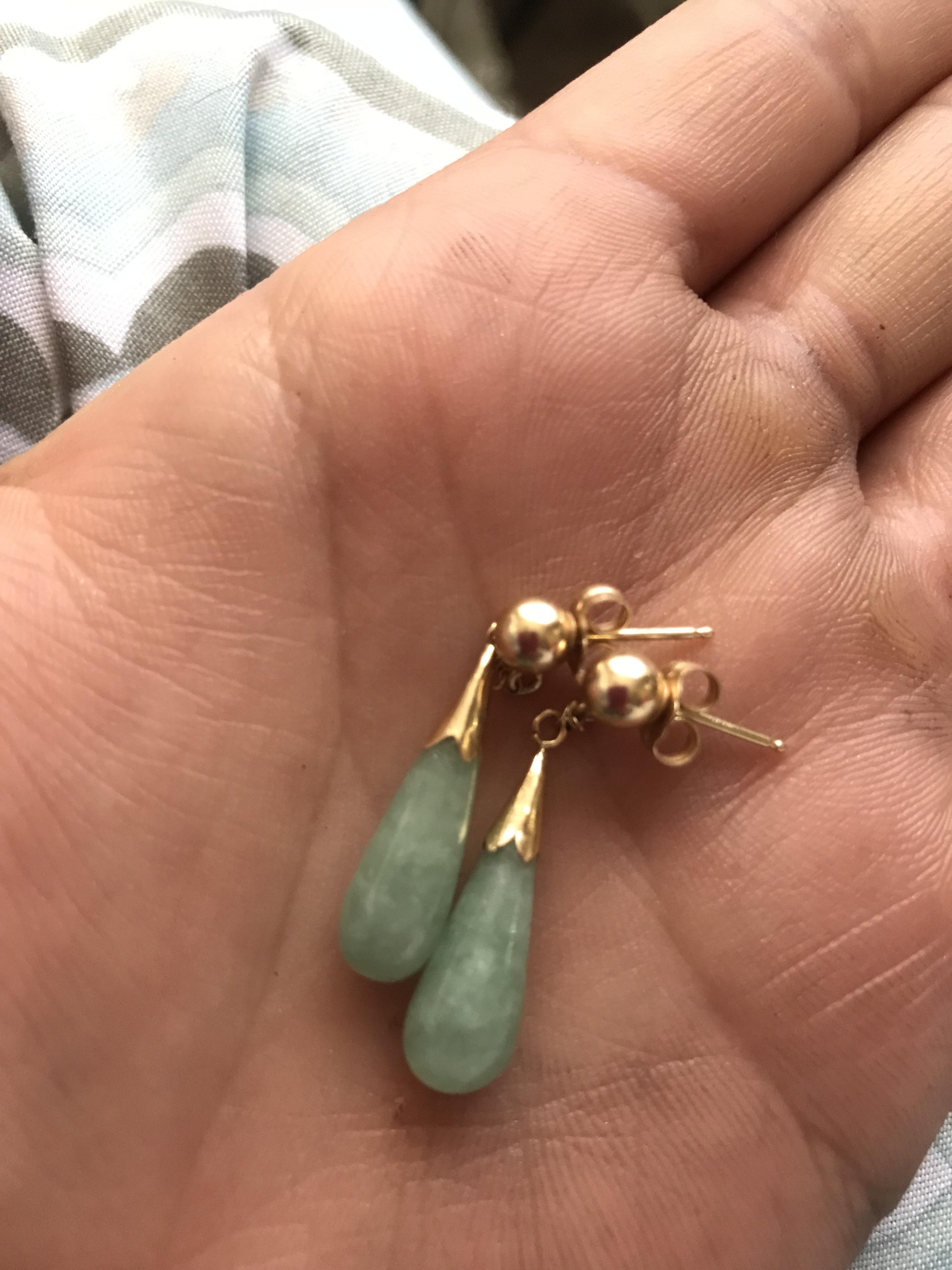 14k Gold Jade dropping earring for only 1.50 r/ThriftStoreHauls