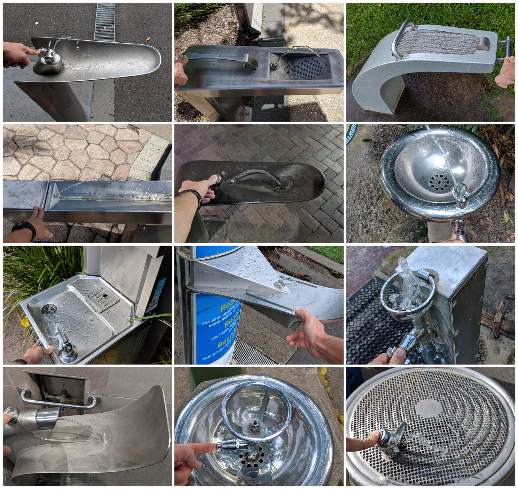 Australia has many different types of outdoor drinking fountains. r