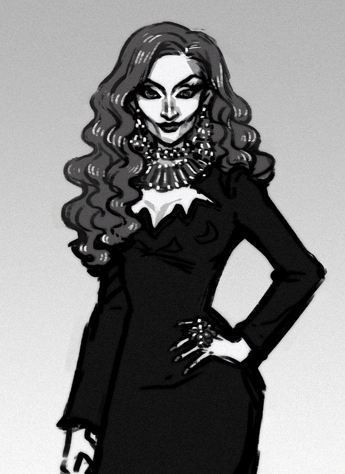 I've sketched one of my fav queens — Detox and her legendary b/w look