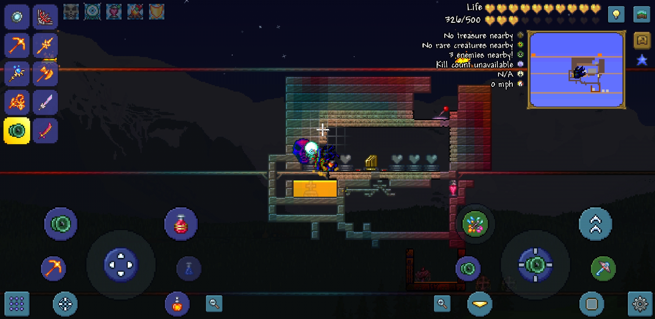 Made a moon lord cheese arena in mobile. Looks messy, but works great