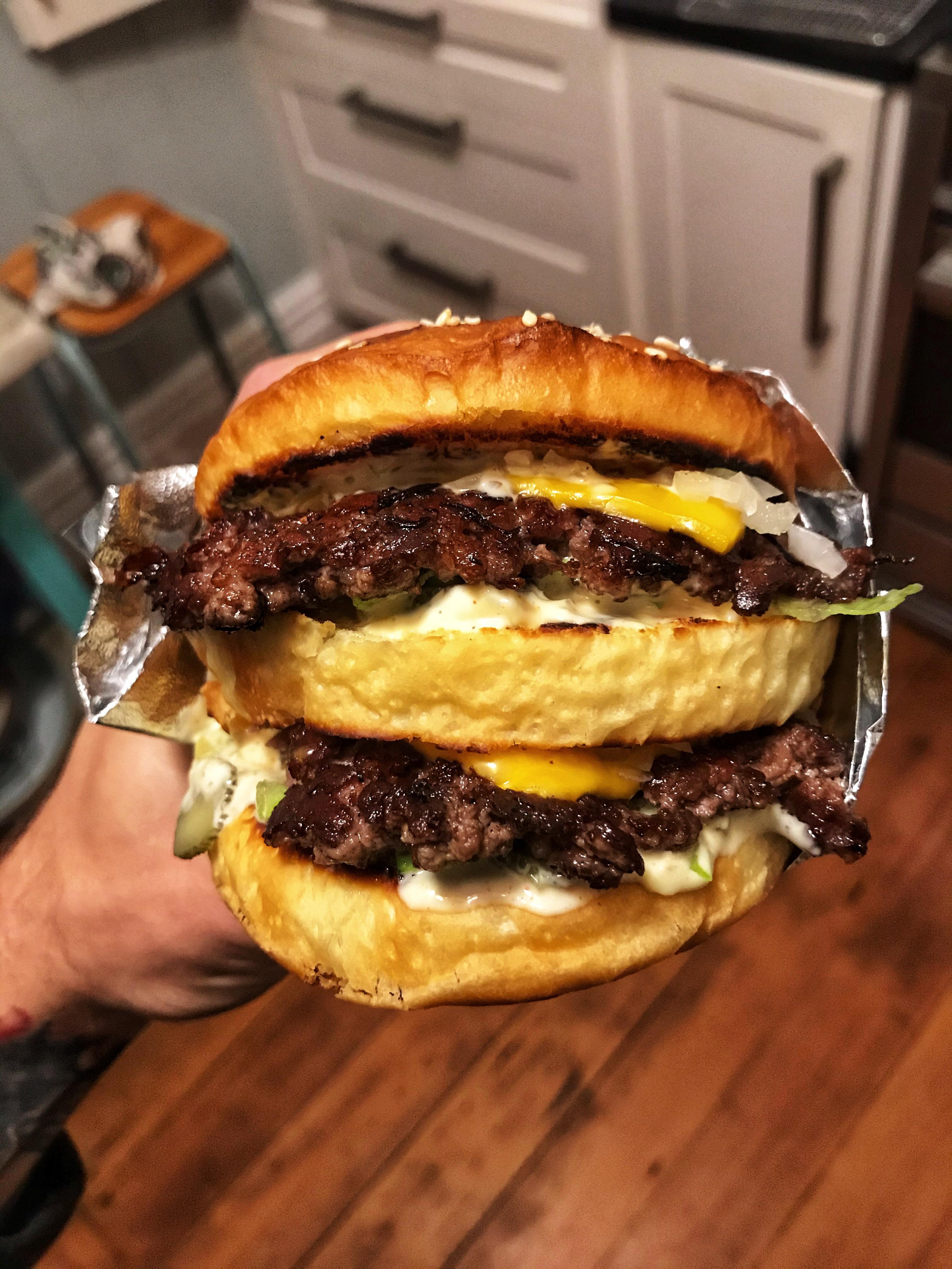 Dry aged “Big Mac” on homemade milk buns FoodPorn
