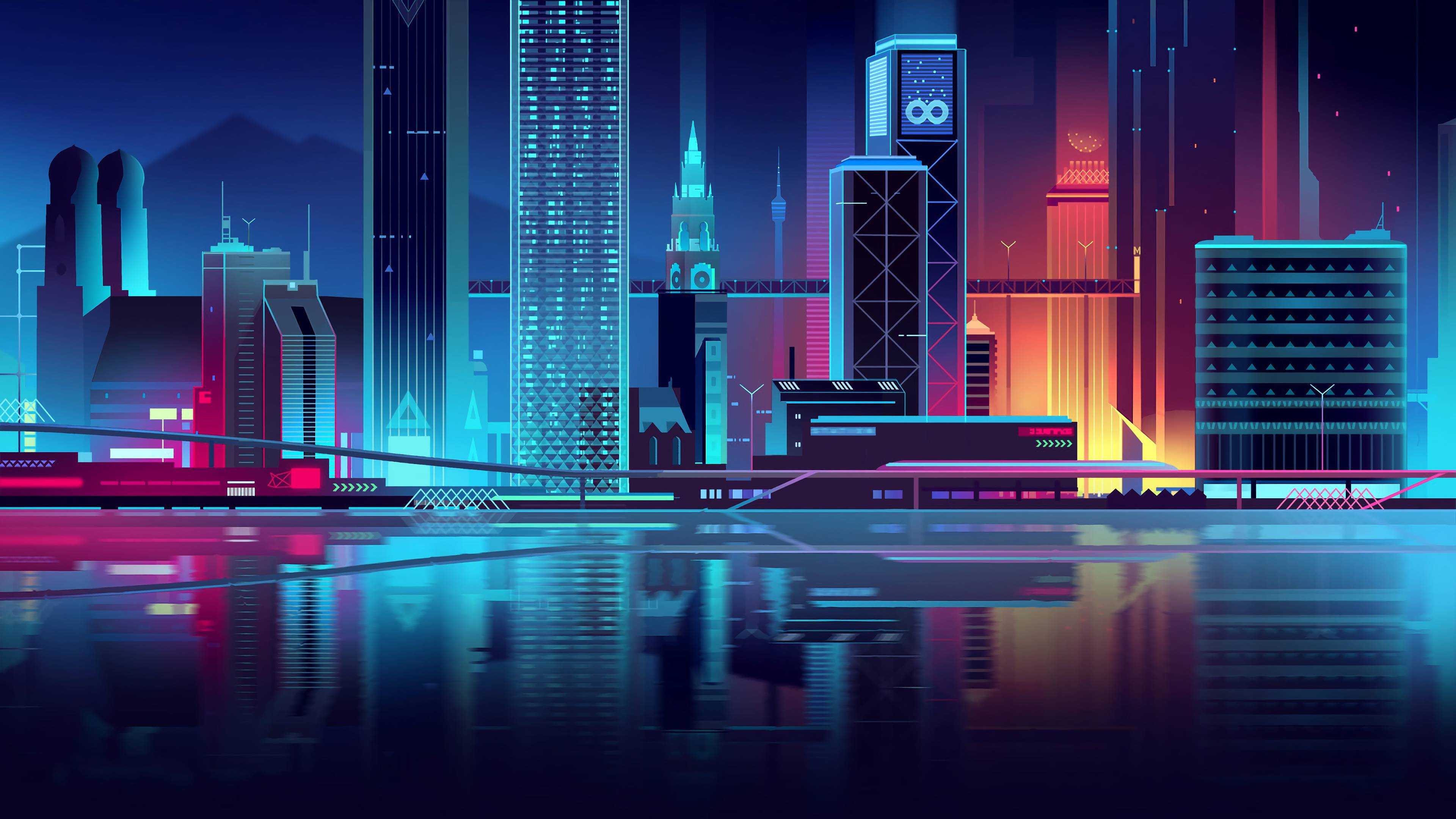 neon reflection [3840x2160] r/wallpaper